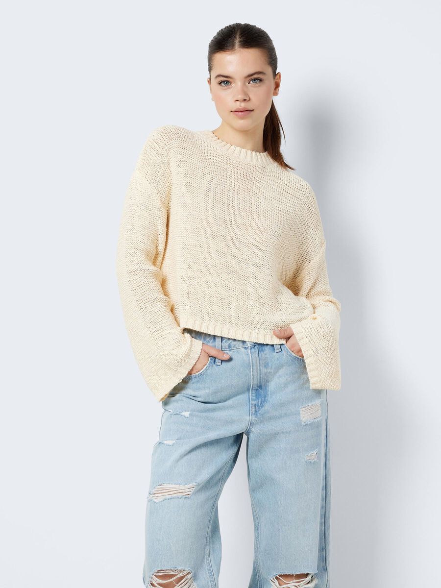 Noisy May CROPPED KNITTED PULLOVER, Eggnog, highres - 27030384_Eggnog_003.jpg