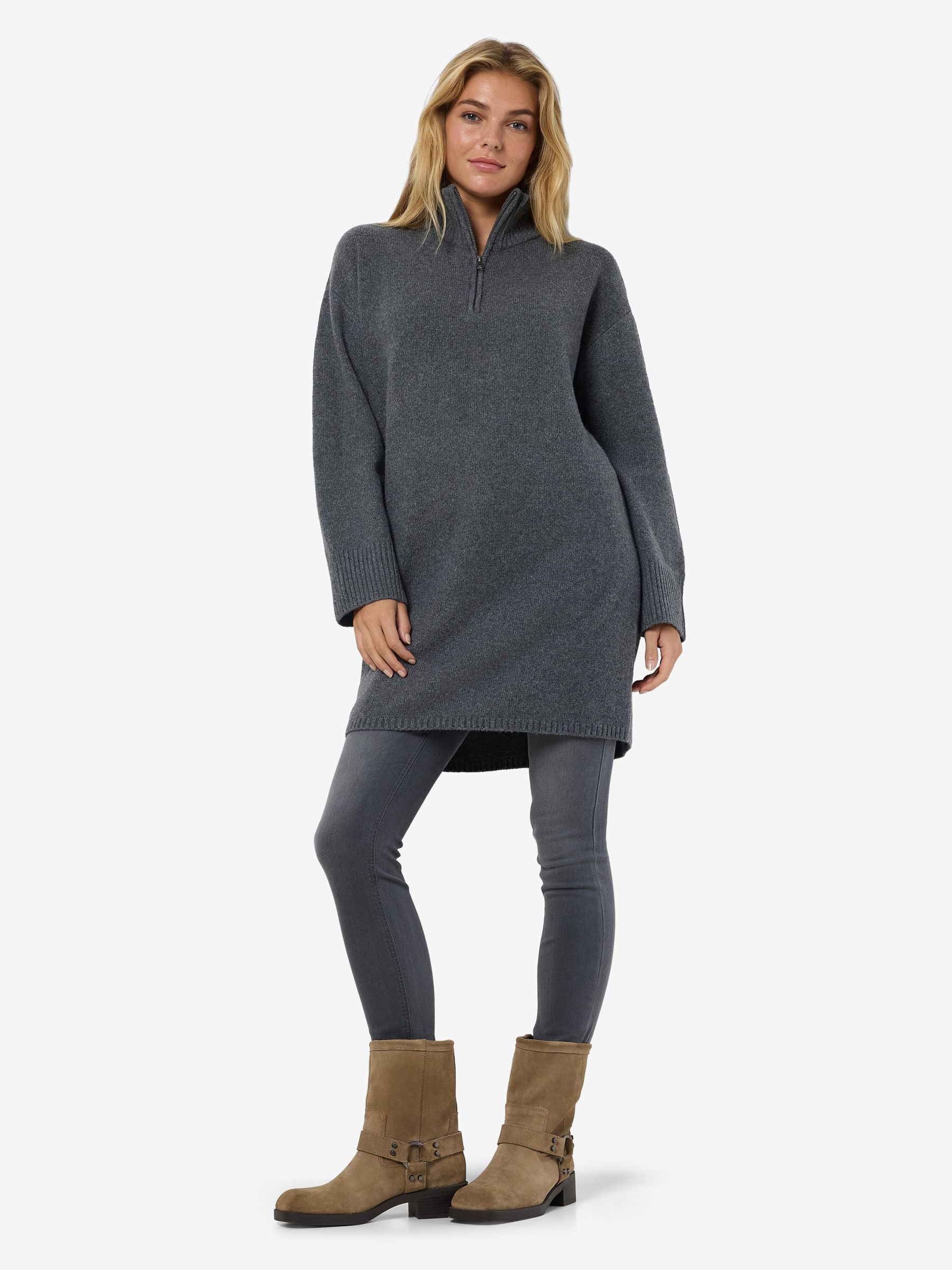 HALF ZIP KNITTED DRESS Grey NOISY MAY