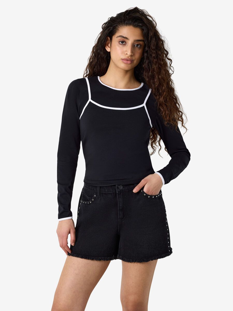 Product tile image NMKERRY DOUBLE LAYER LONG SLEEVED TOP, Black 27039513_Black_1339353