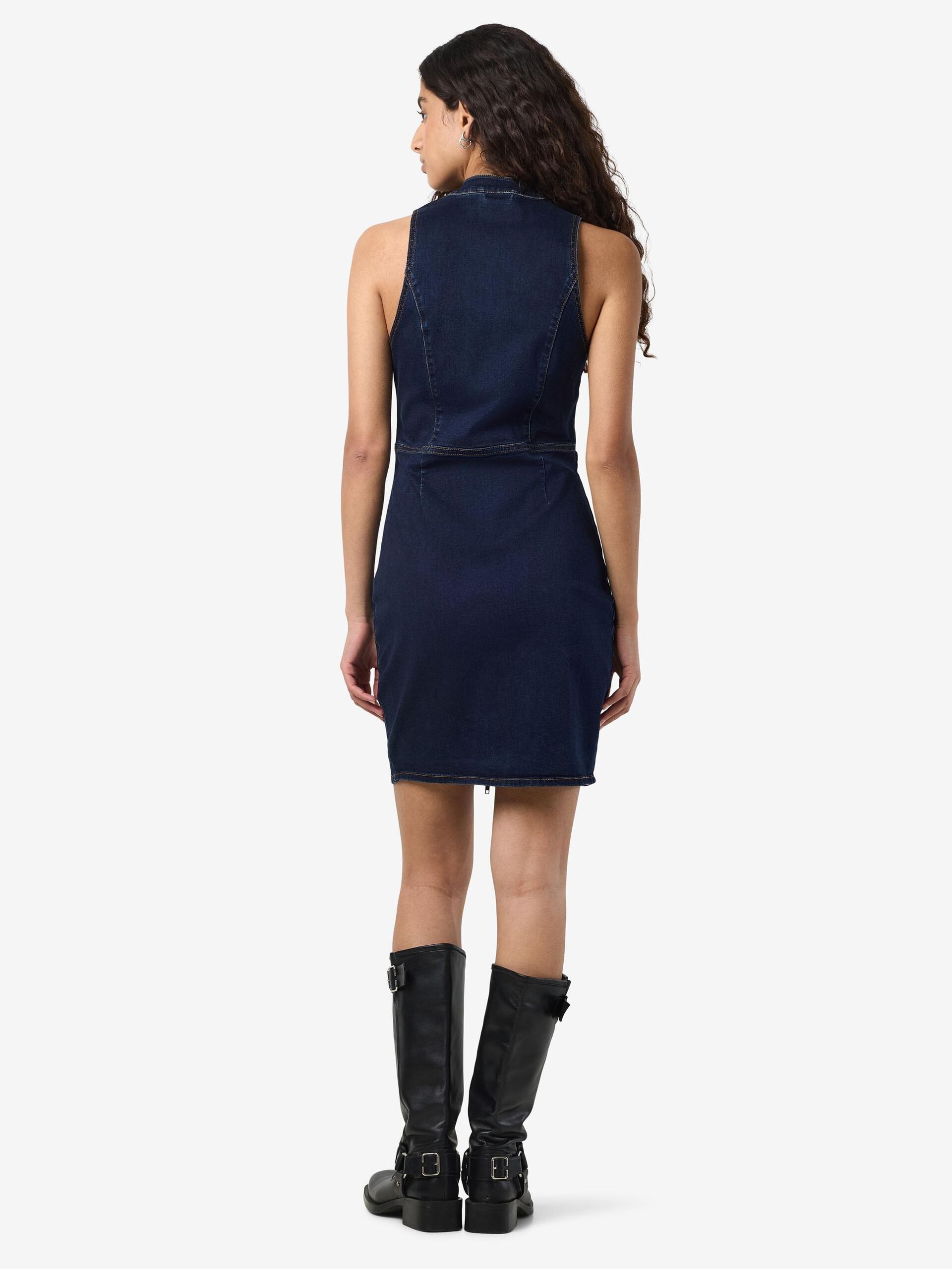 Carousel image - DENIM MINI DRESS, Dark Blue Denim | 3