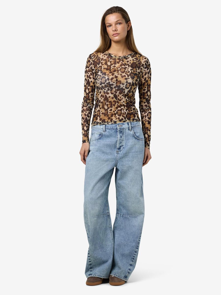 Product carousel image - LANGE MOUWEN MESH TOP, Black | 2