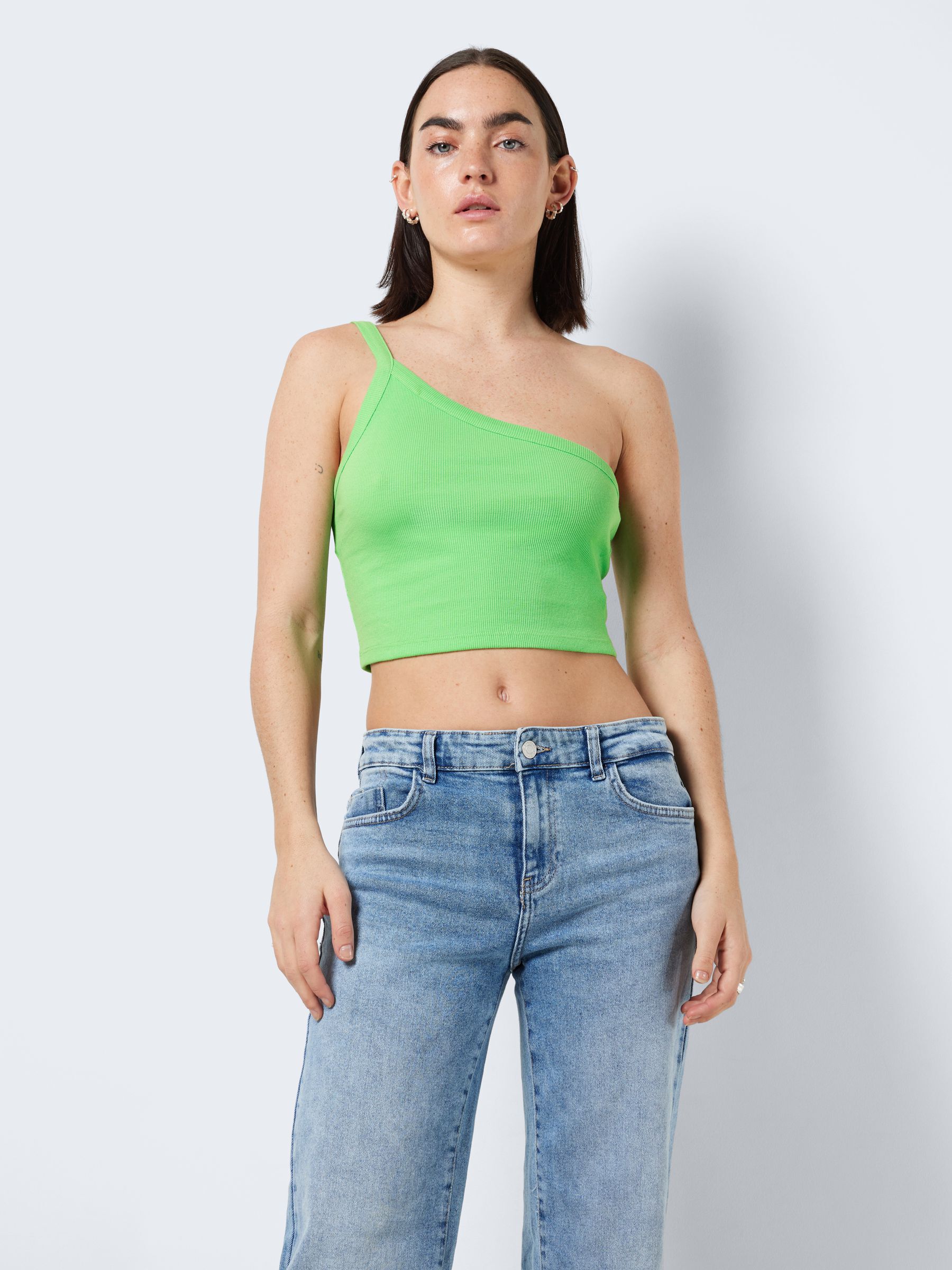 CROPPED ONE SHOULDER TOP Green NOISY MAY