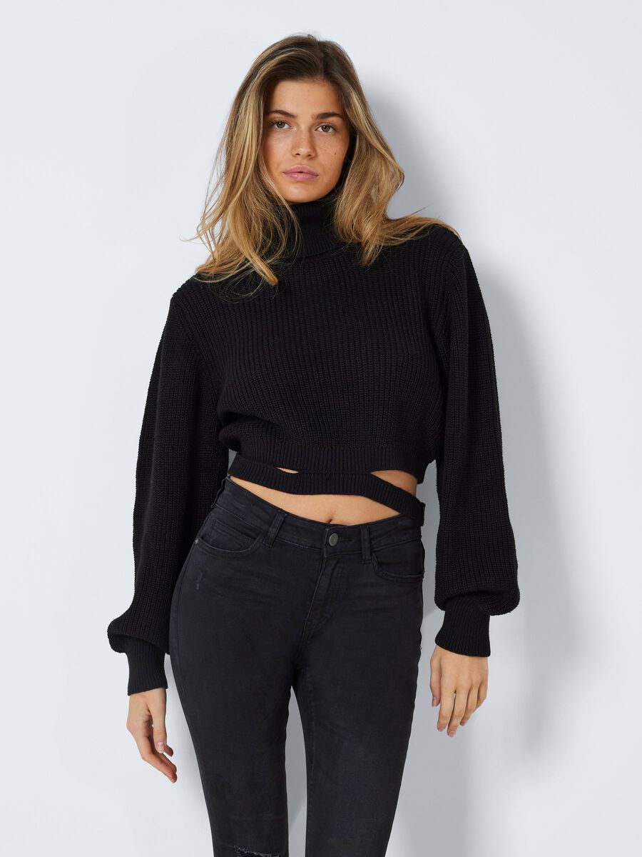 Noisy May CROPPED KNITTED PULLOVER, Black, highres - 27023273_Black_003.jpg