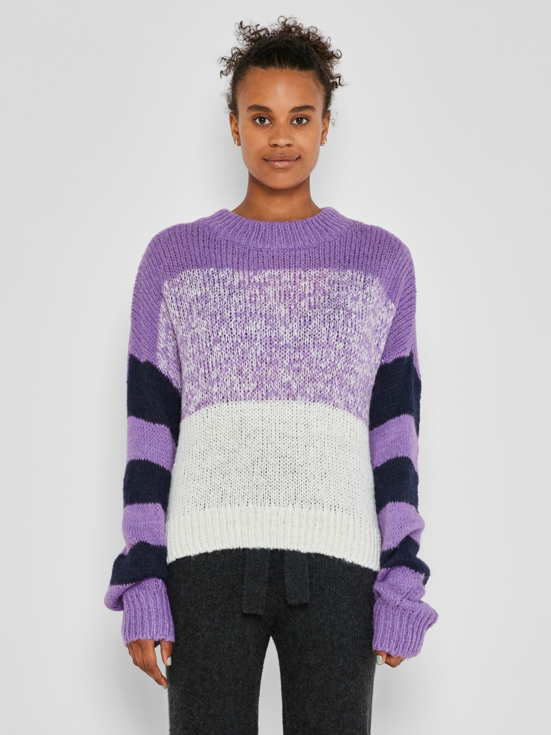 Purple and black outlet striped sweater
