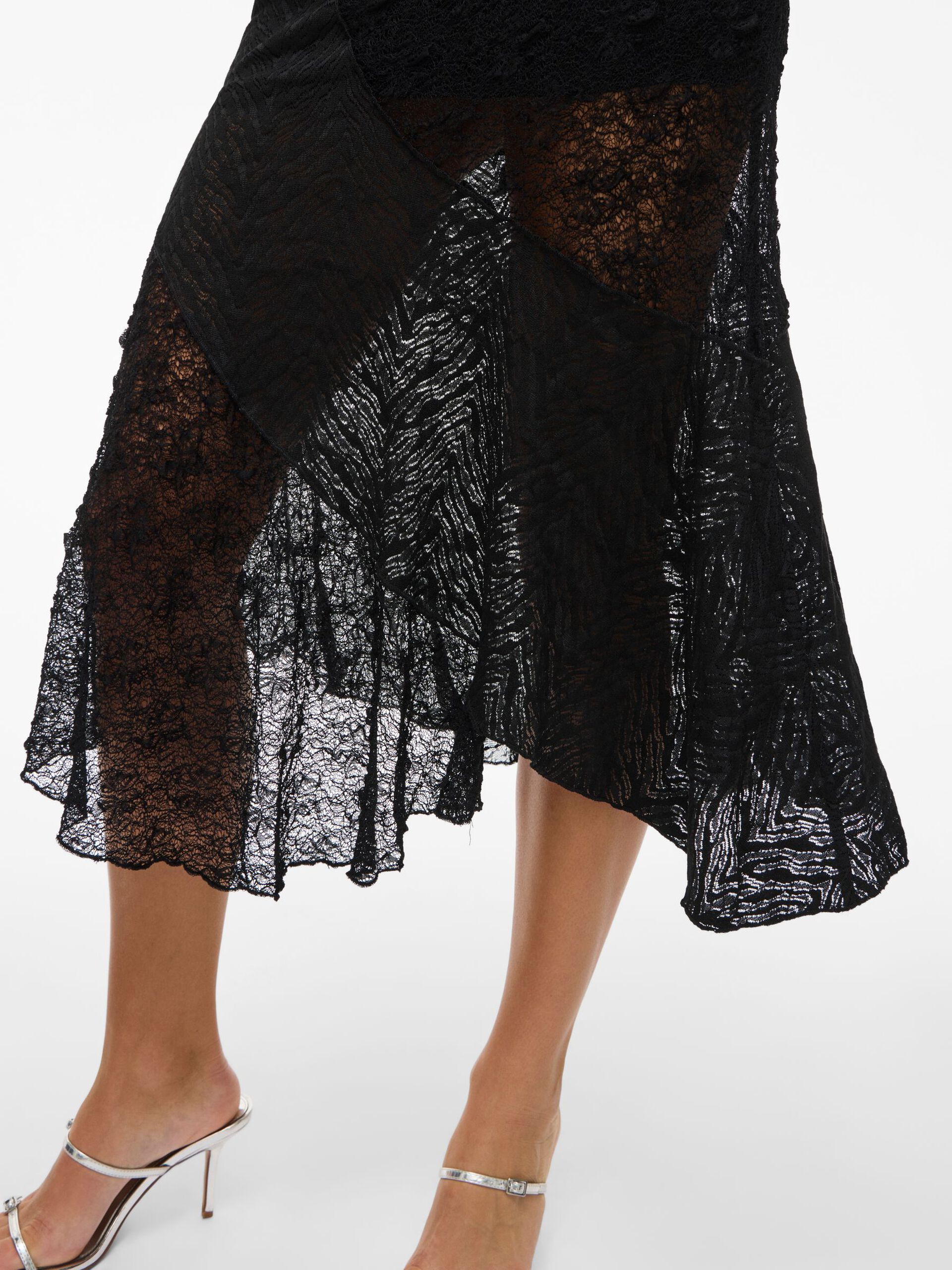 Carousel image - LACE MIDI SKIRT, Black | 6