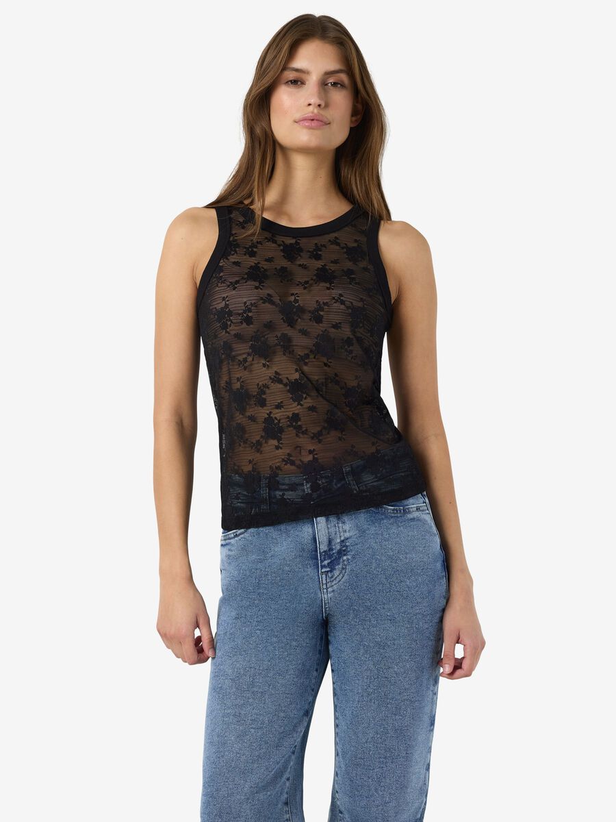 Product tile image - NMEVE LACE SLEEVELESS TOP, Black | 27037350_Black