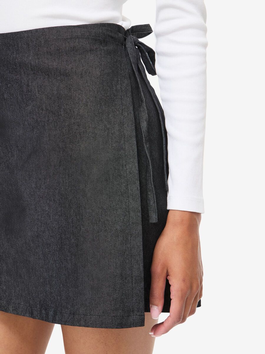 Product tile image - NMNICKI MINI WRAP SKIRT, Grey Denim | 27038320_GreyDenim