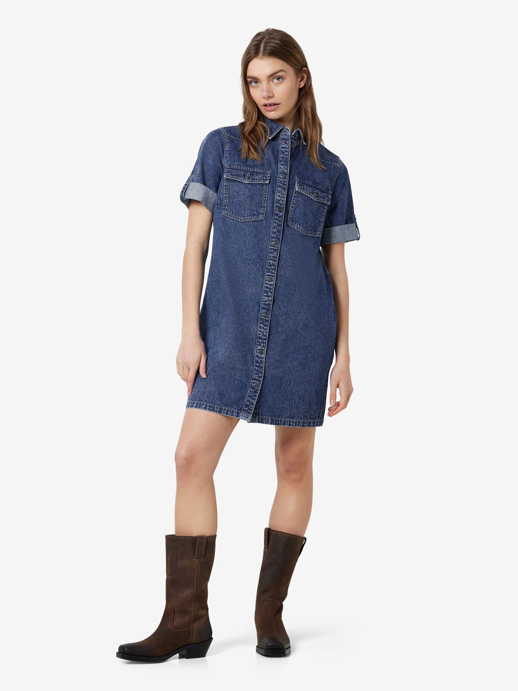 KORTE MOUWEN DENIM JURK