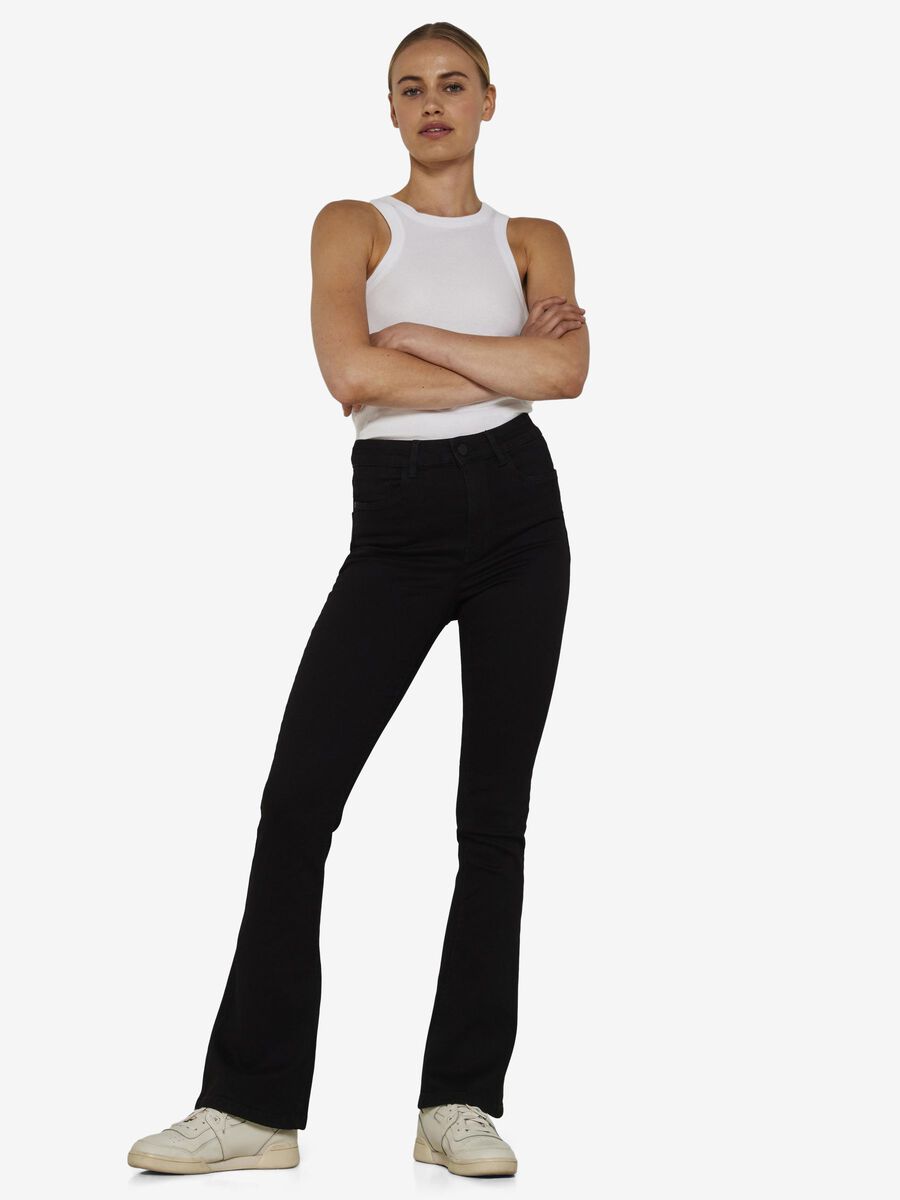 Noisy May NMSALLIE HIGH WAIST FLARED JEANS, Black, highres - 27017554_Black_007.jpg