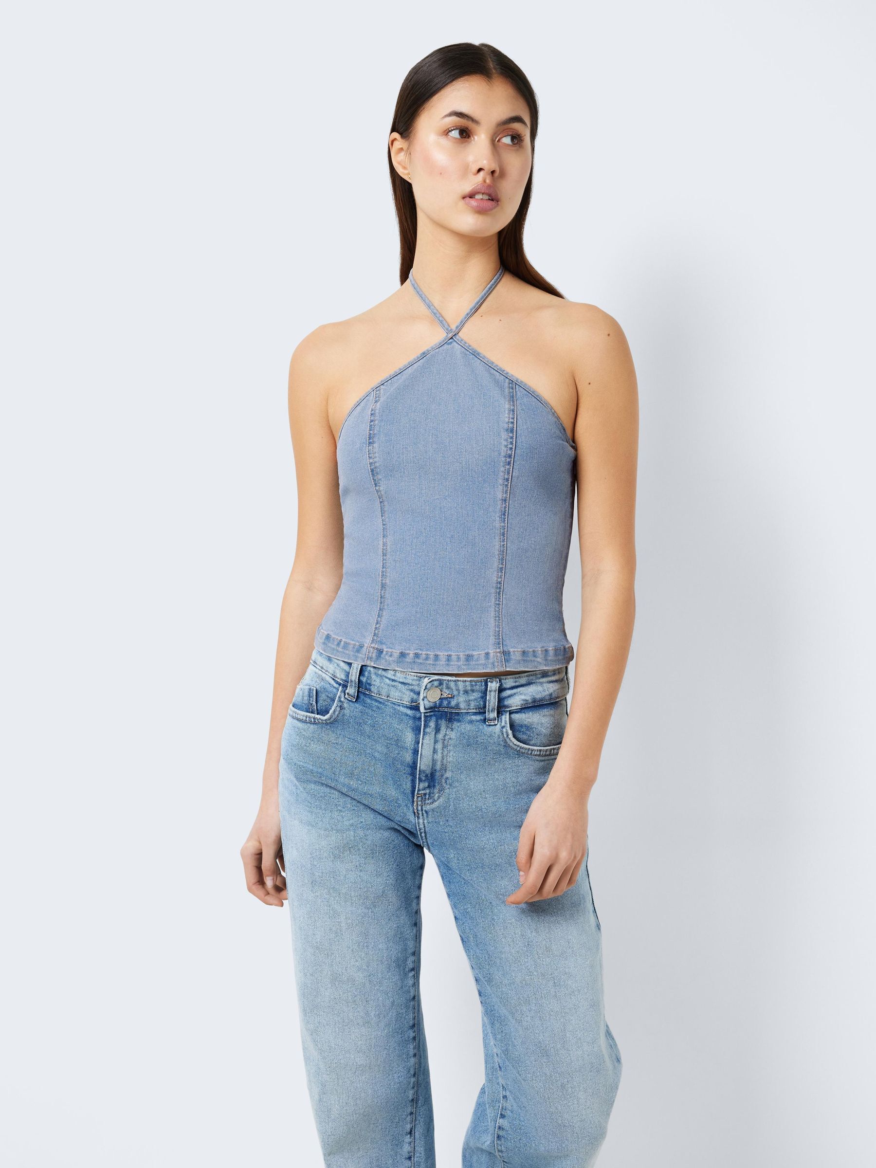 DENIM HALTER NECK TOP