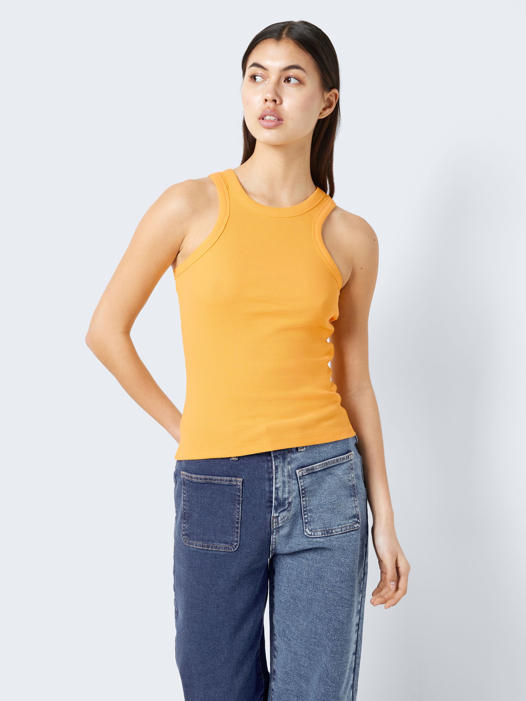 RIBBED TANK TOP Yellow NOISY MAY