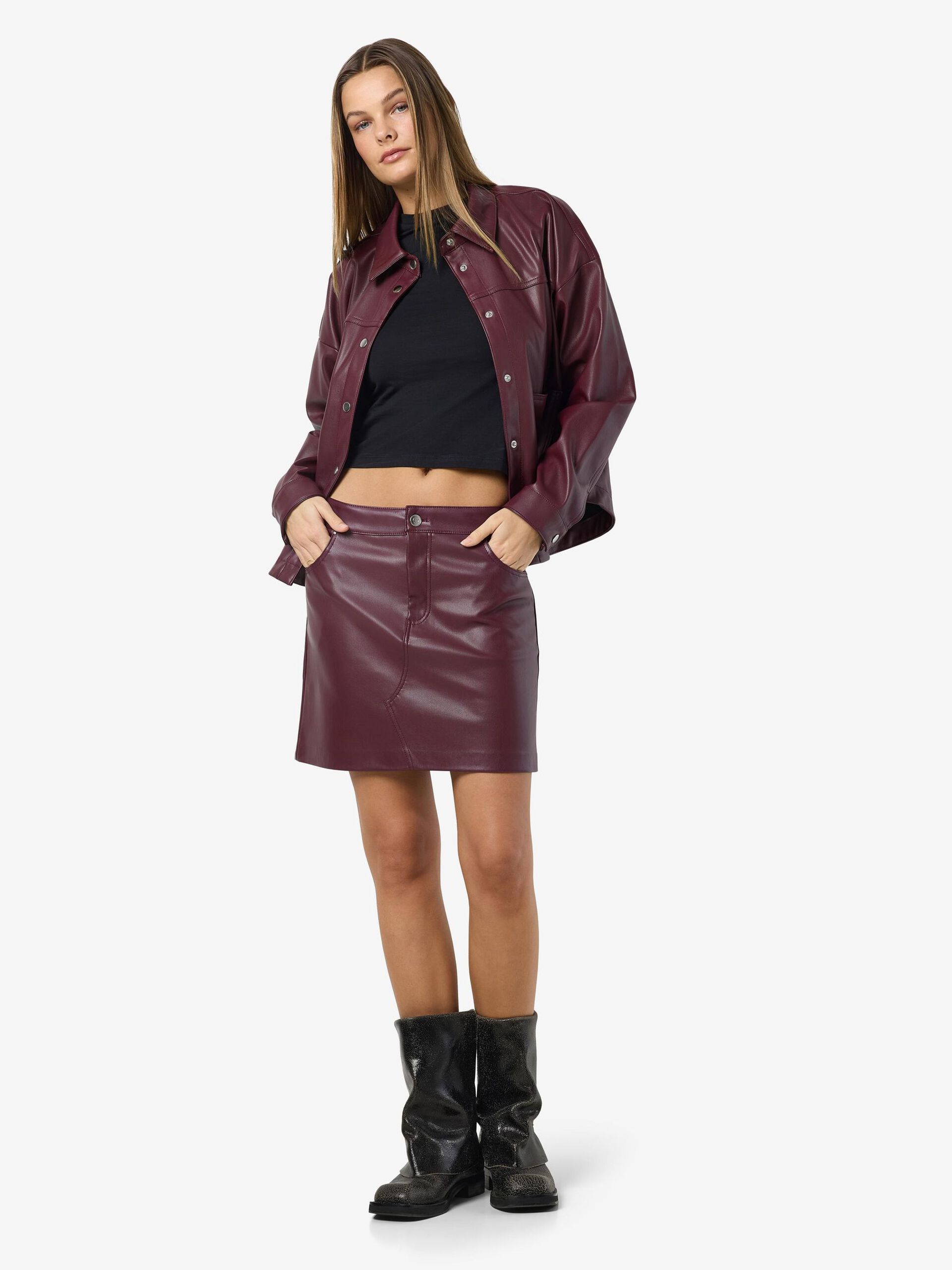 Carousel image - PU FAUX LEATHER SKIRT, Windsor Wine | 6