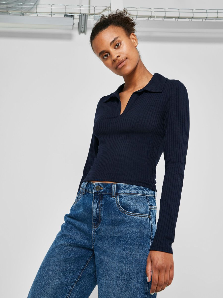 LONG SLEEVED TOP, Maritime Blue, highres