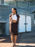 Product image thumbnail - NMJUDITH MESH MIDI SKIRT, Demitasse | 1