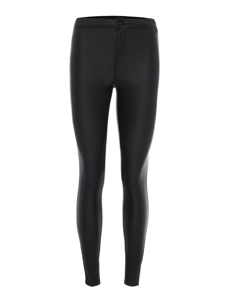 Noisy May NMELLA COATED SLIM FIT TROUSERS, Black, highres - 27005427_Black_001.jpg