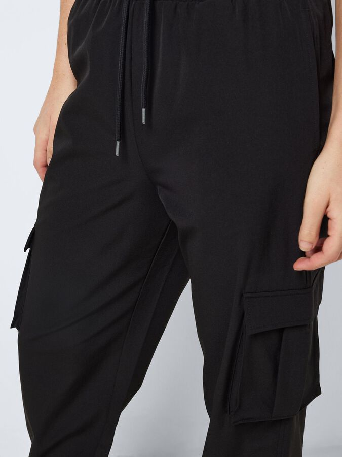 HIGH WAISTED CARGO TROUSERS, Black