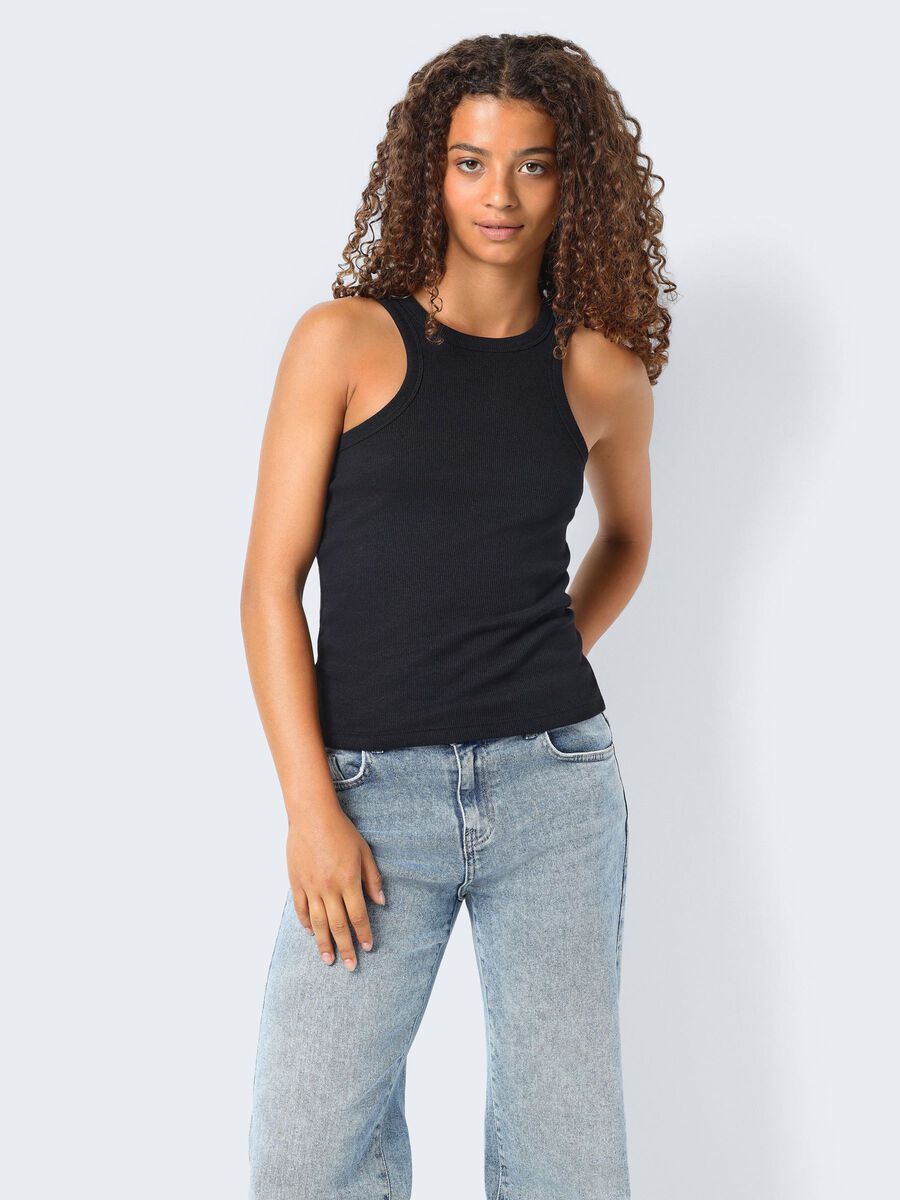 RIBBED TANK TOP, Black