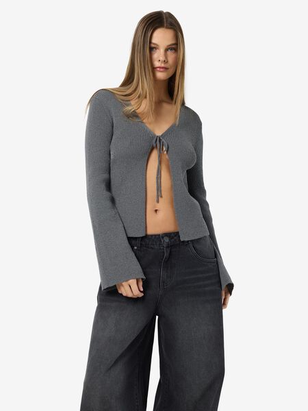 Noisy May TIE-FRONT KNITTED CARDIGAN, Charcoal Gray, highres - 27034651_CharcoalGray_003.jpg