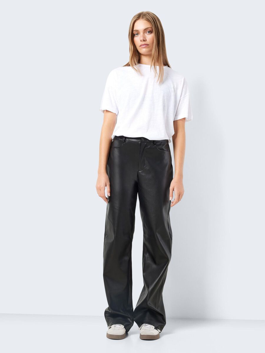 Noisy May HIGH WAISTED FAUX LEATHER TROUSERS, Black, highres - 27026066_Black_007.jpg