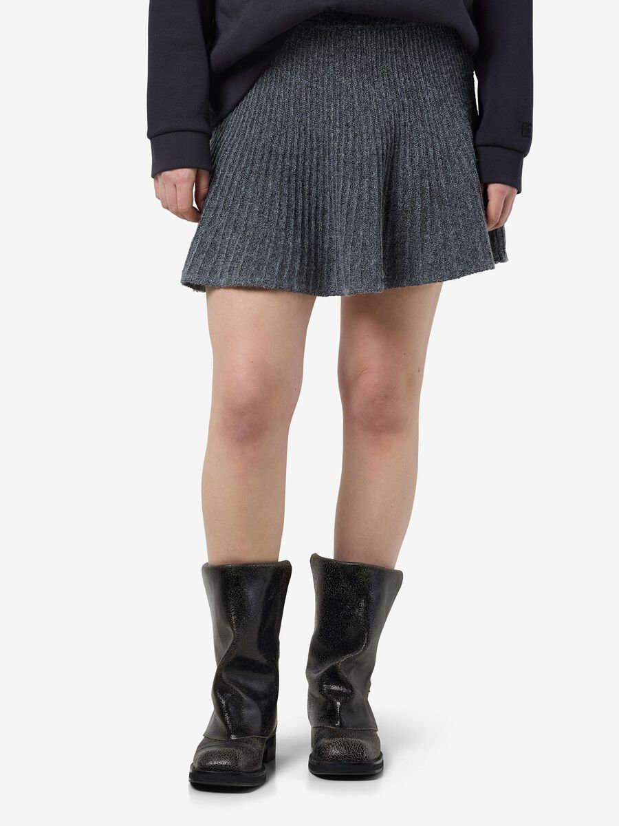 Product carousel image - KNITTED MINI SKIRT, Medium Grey Melange | 1