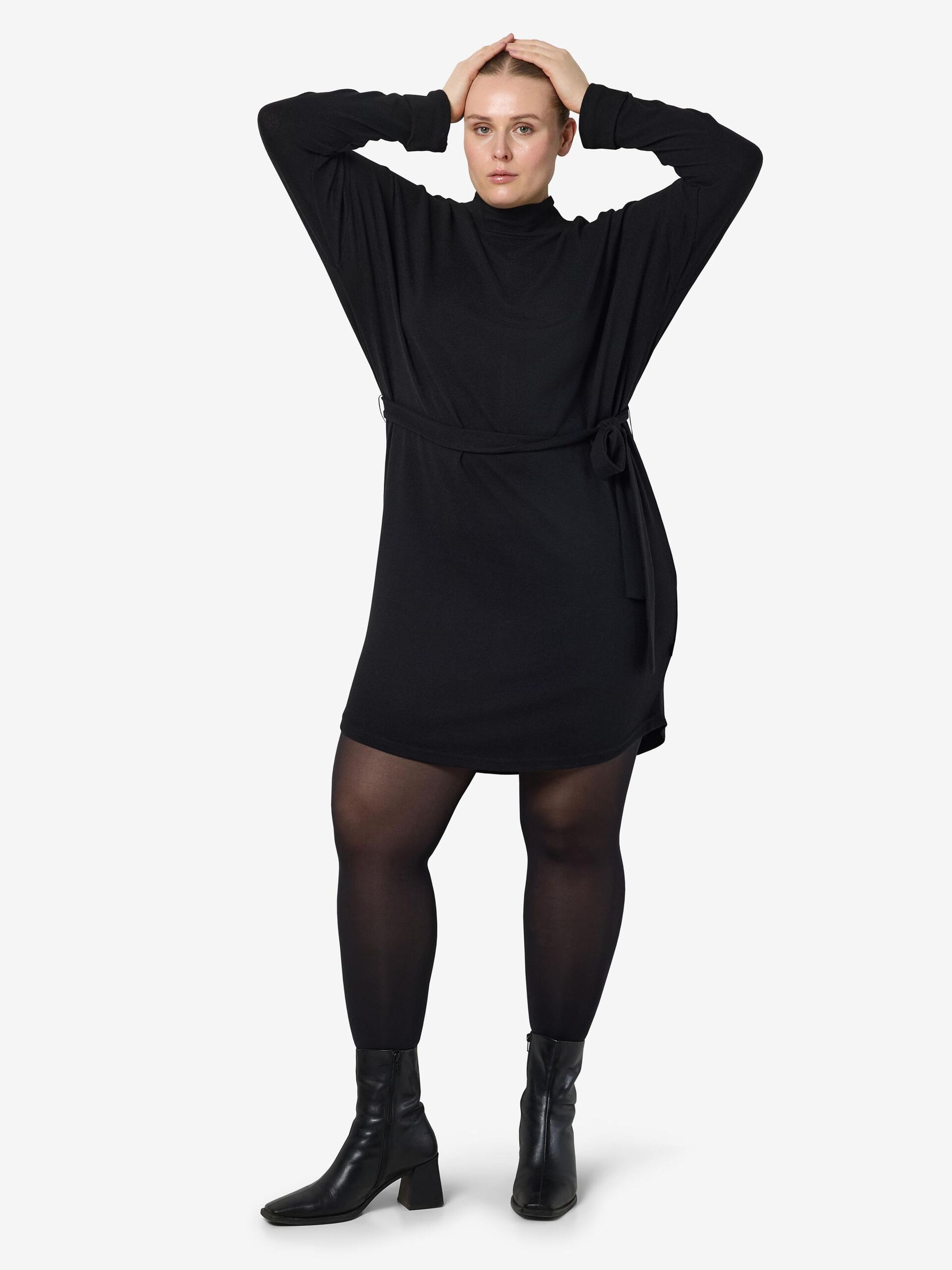 Carousel image - CURVE KNITTED MINI DRESS, Black | 6