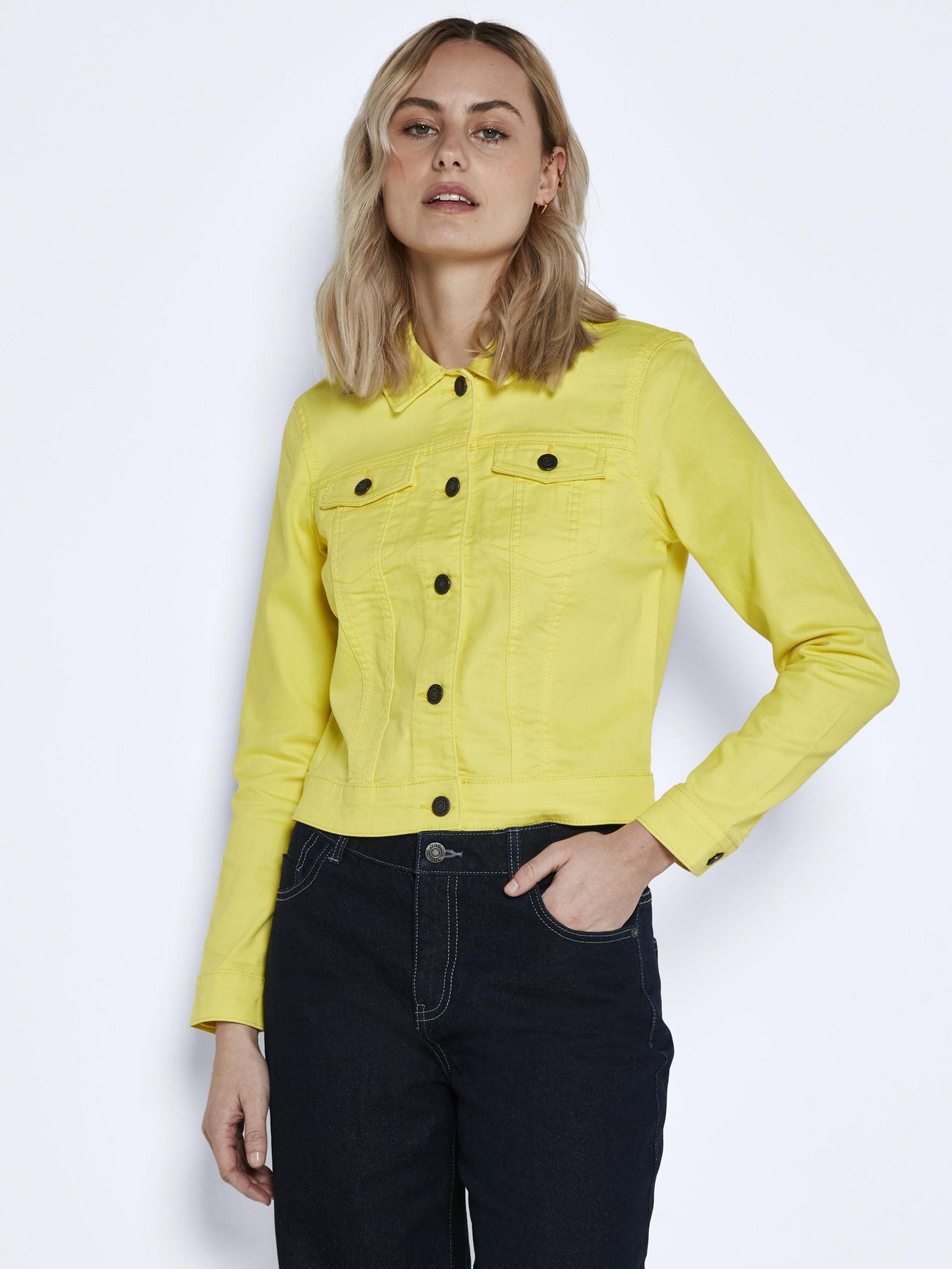 Cropped denim jacket yellow shop