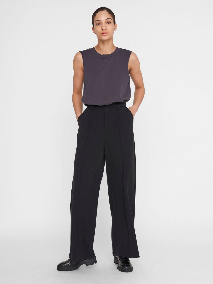WIDE LEG TROUSERS, Black, highres