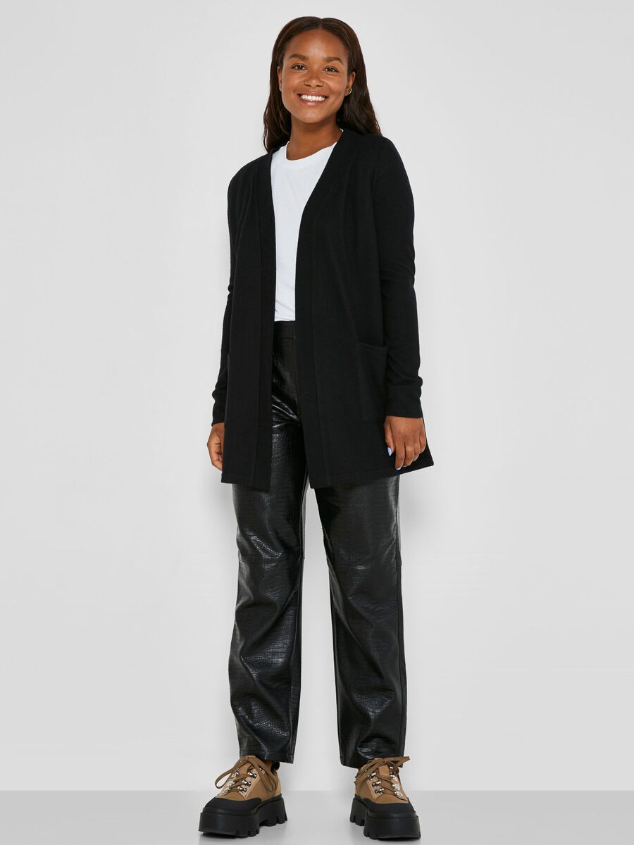 OPEN CARDIGAN, Black, highres