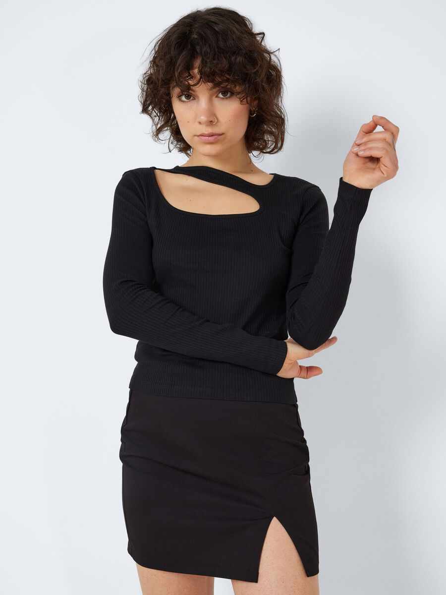 Noisy May CUT-OUT LONG SLEEVED TOP, Black, highres - 27023619_Black_007.jpg