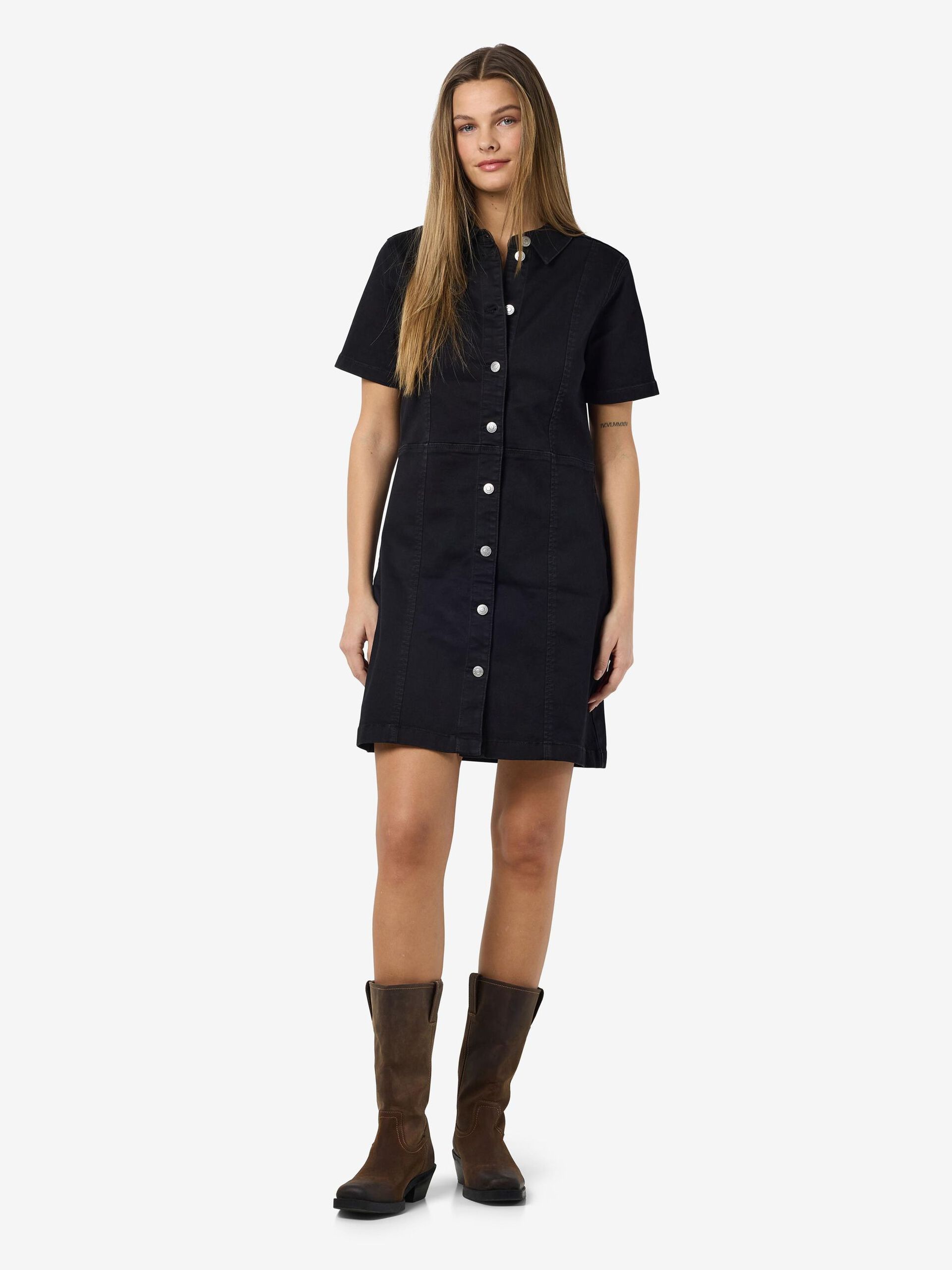 Carousel image - DENIM MINI DRESS, Black | 4