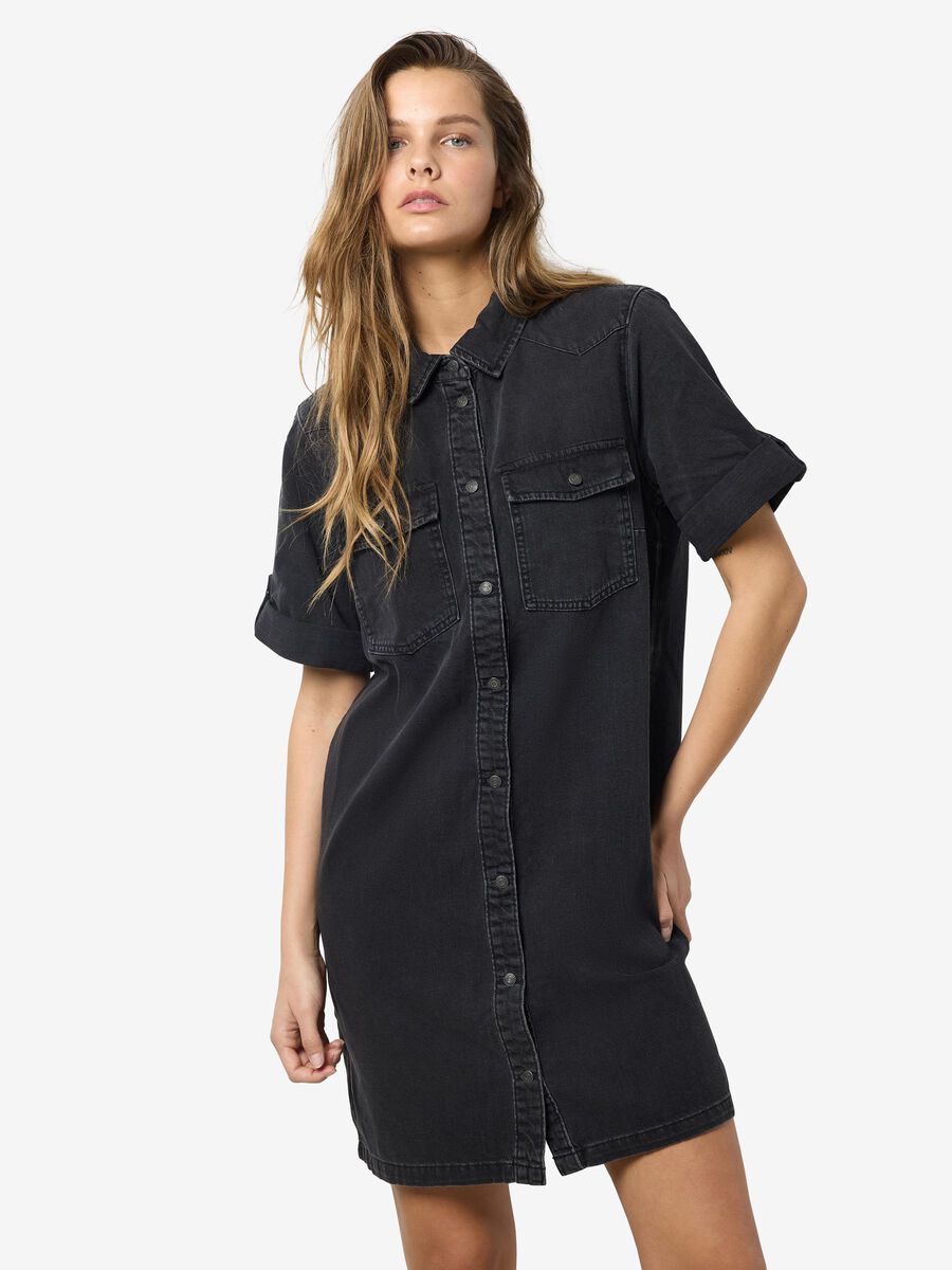 Noisy May SHORT SLEEVED DENIM DRESS, Black, highres - 27030039_Black_007.jpg