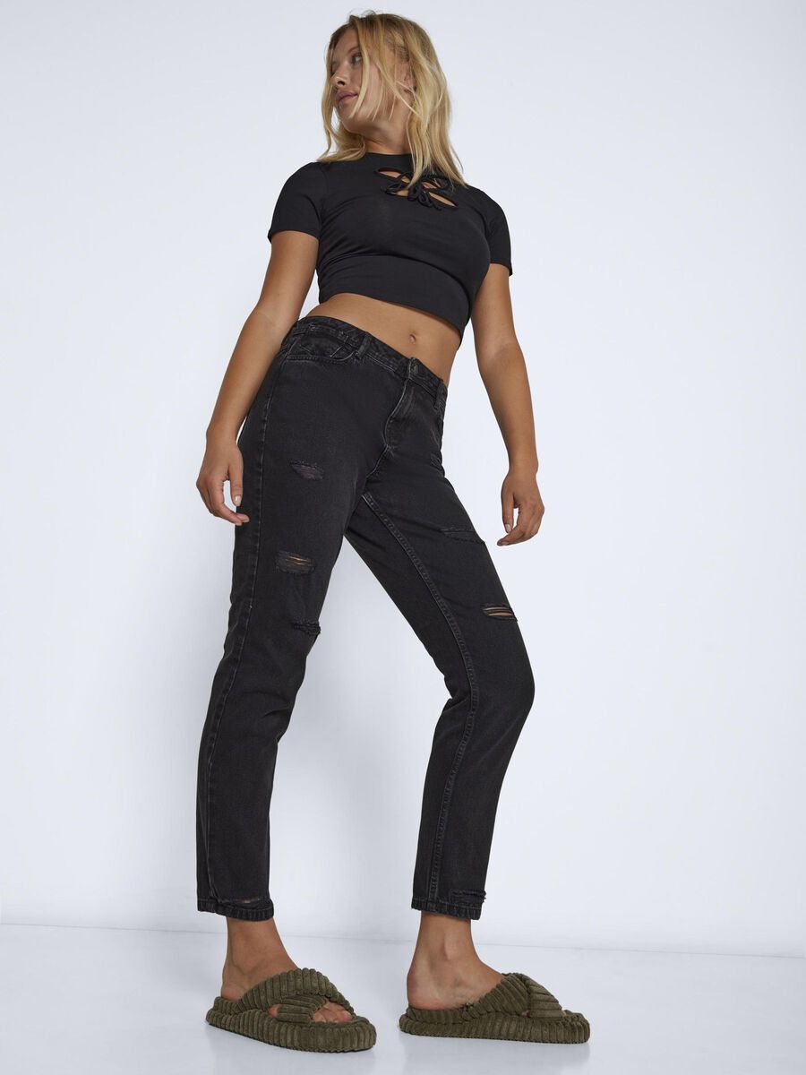 Noisy May NMMARZY LOW WAISTED BOYFRIEND JEANS, Black, highres - 27021167_Black_007.jpg