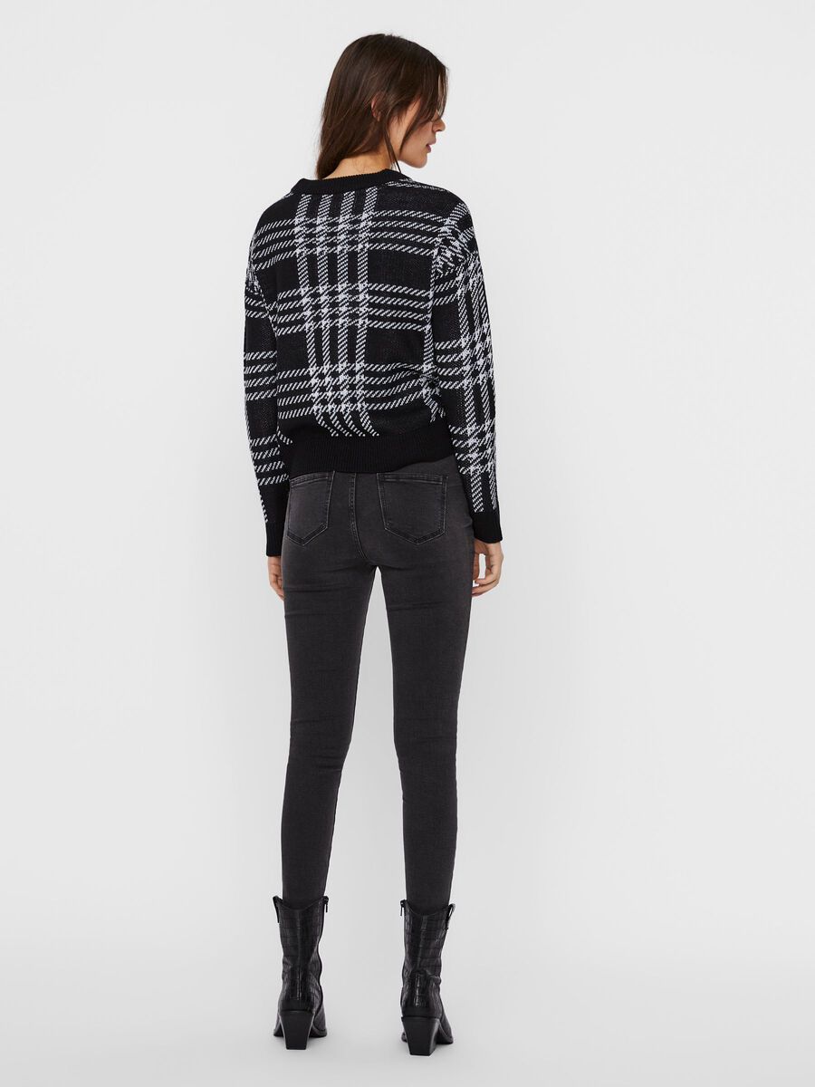 Noisy May CHEQUERED KNITTED PULLOVER, Black, highres - 27014423_Black_818134_004.jpg