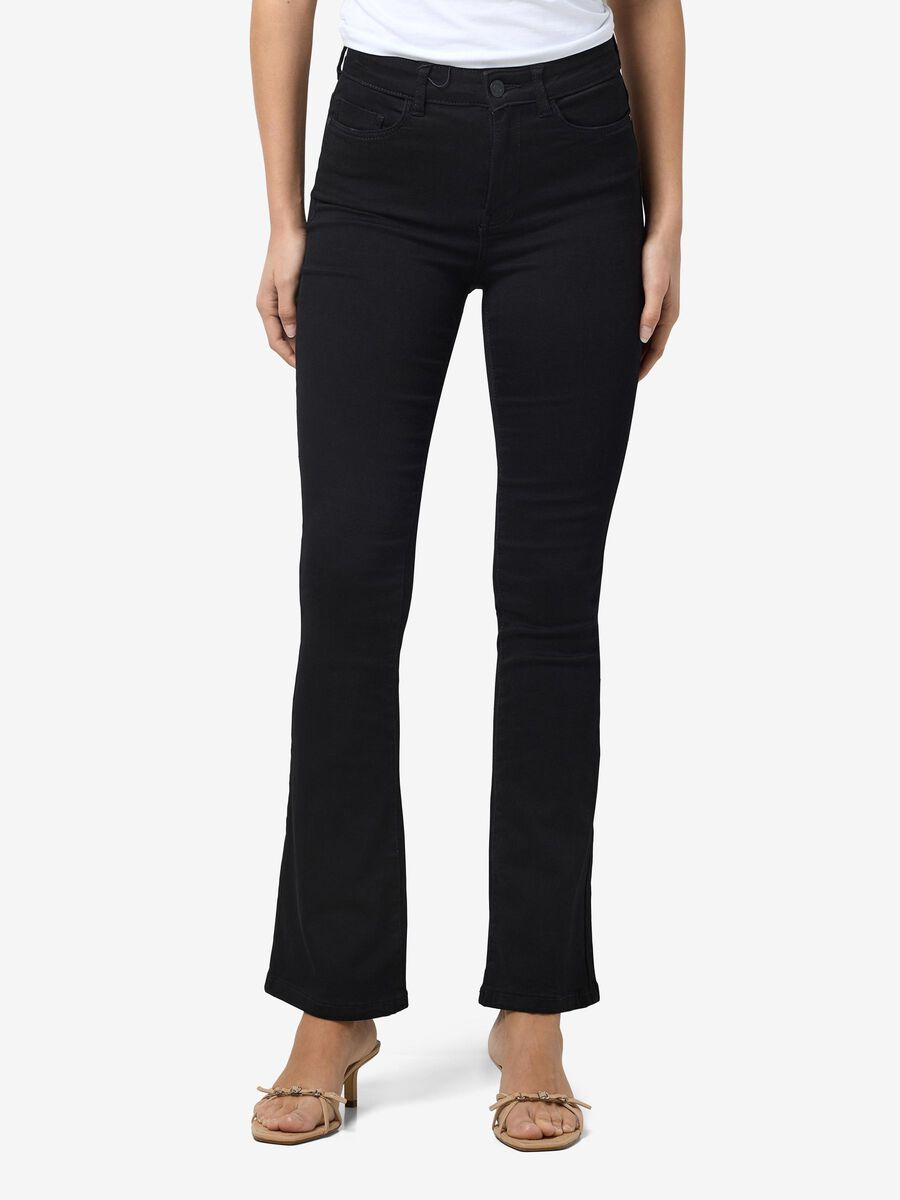 Noisy May NMSALLIE HIGH WAIST FLARED JEANS, Black, highres - 27017554_Black_003.jpg