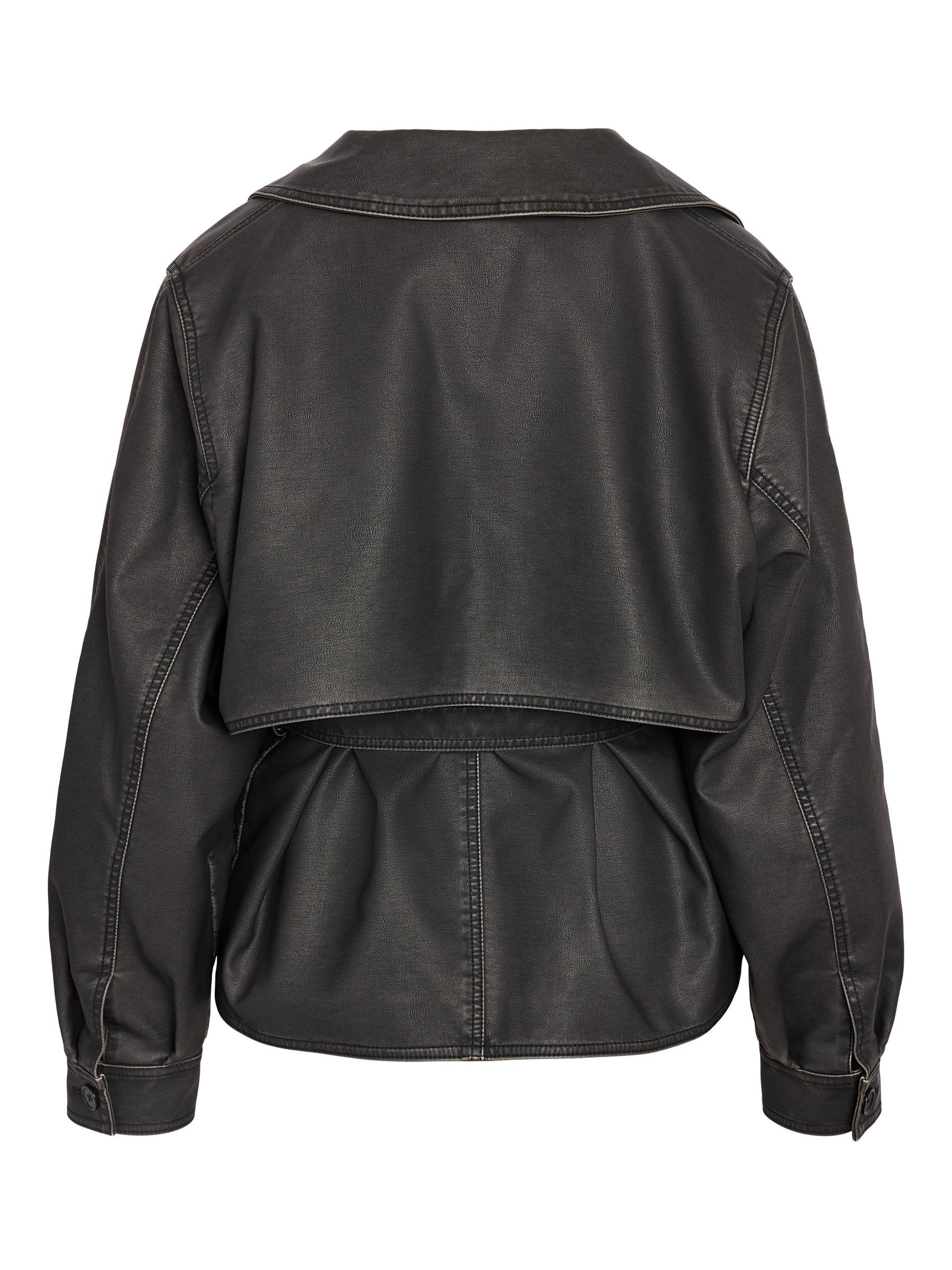 Short sleeve faux leather jacket on sale