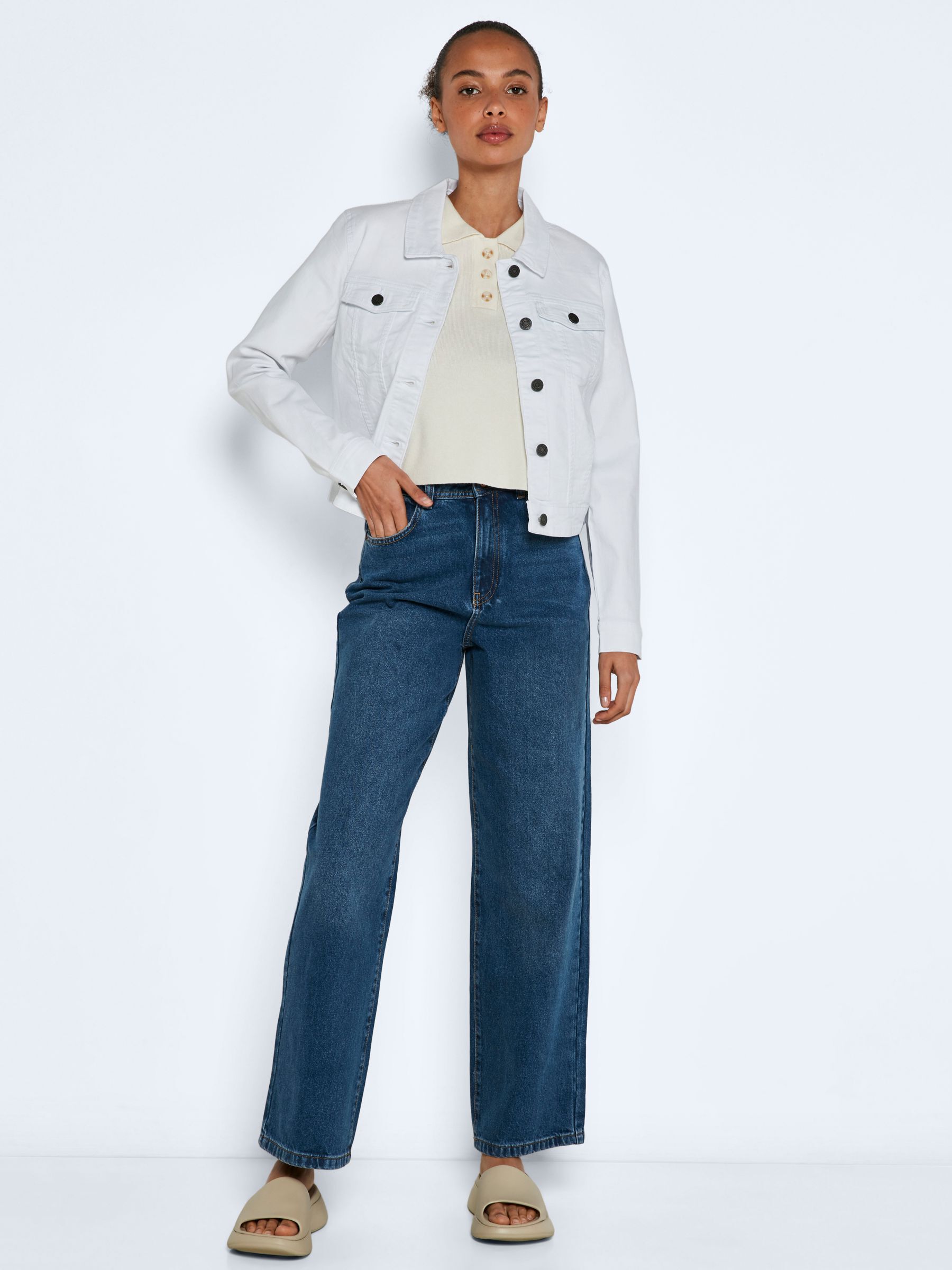 Noisy may white denim jacket hot sale