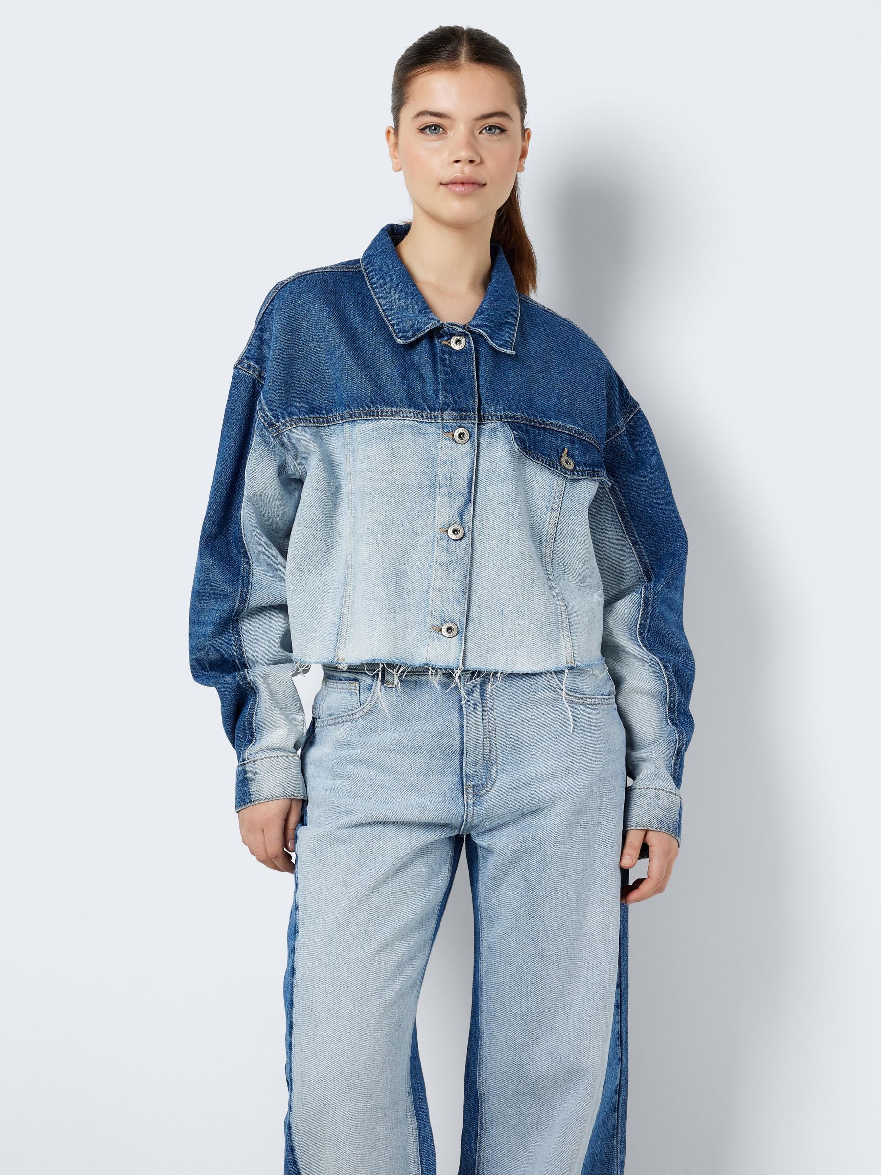 Veste jean bicolore new arrivals