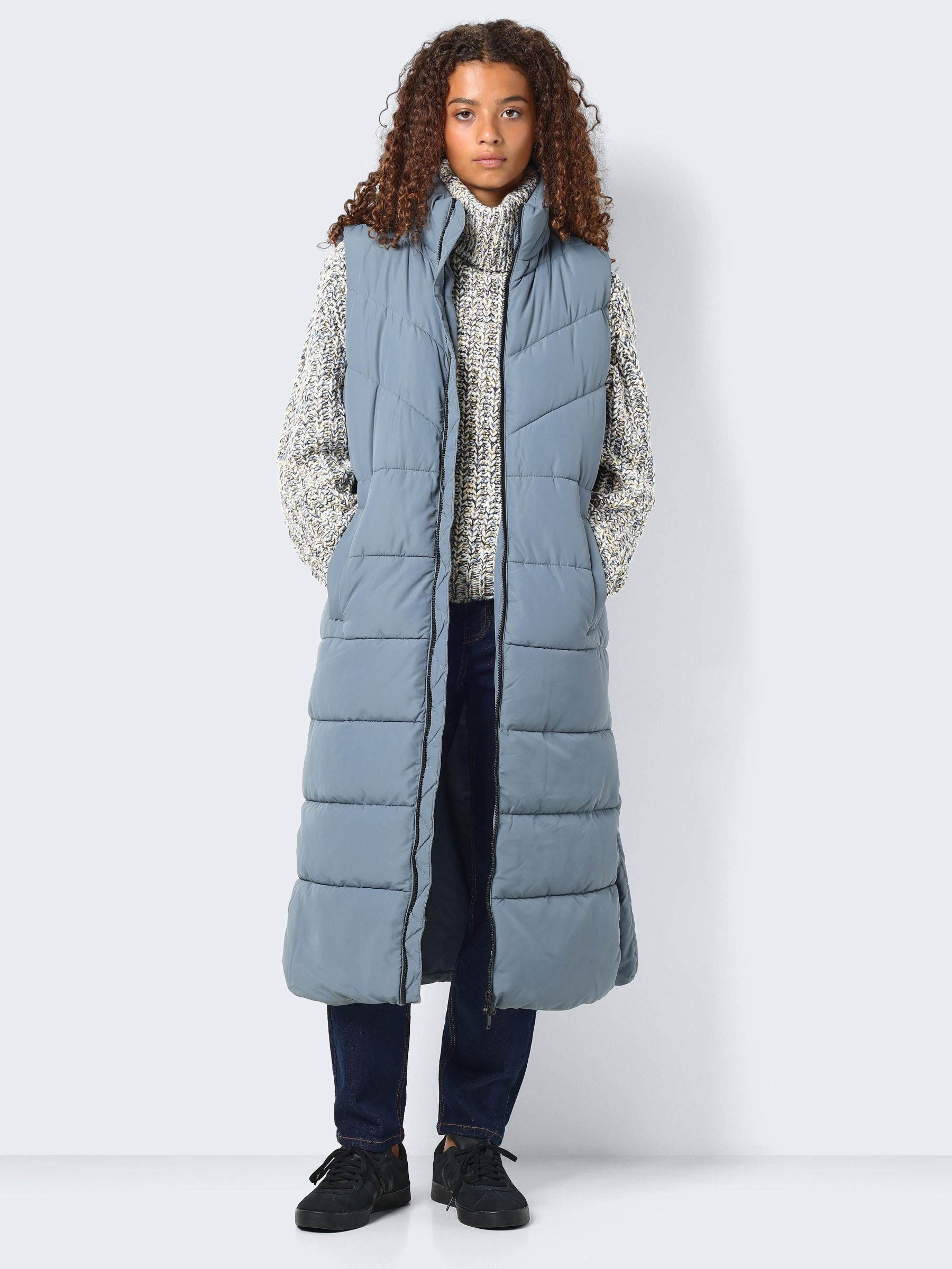 NMDALCON EXTRA LONG GILET Grey NOISY MAY