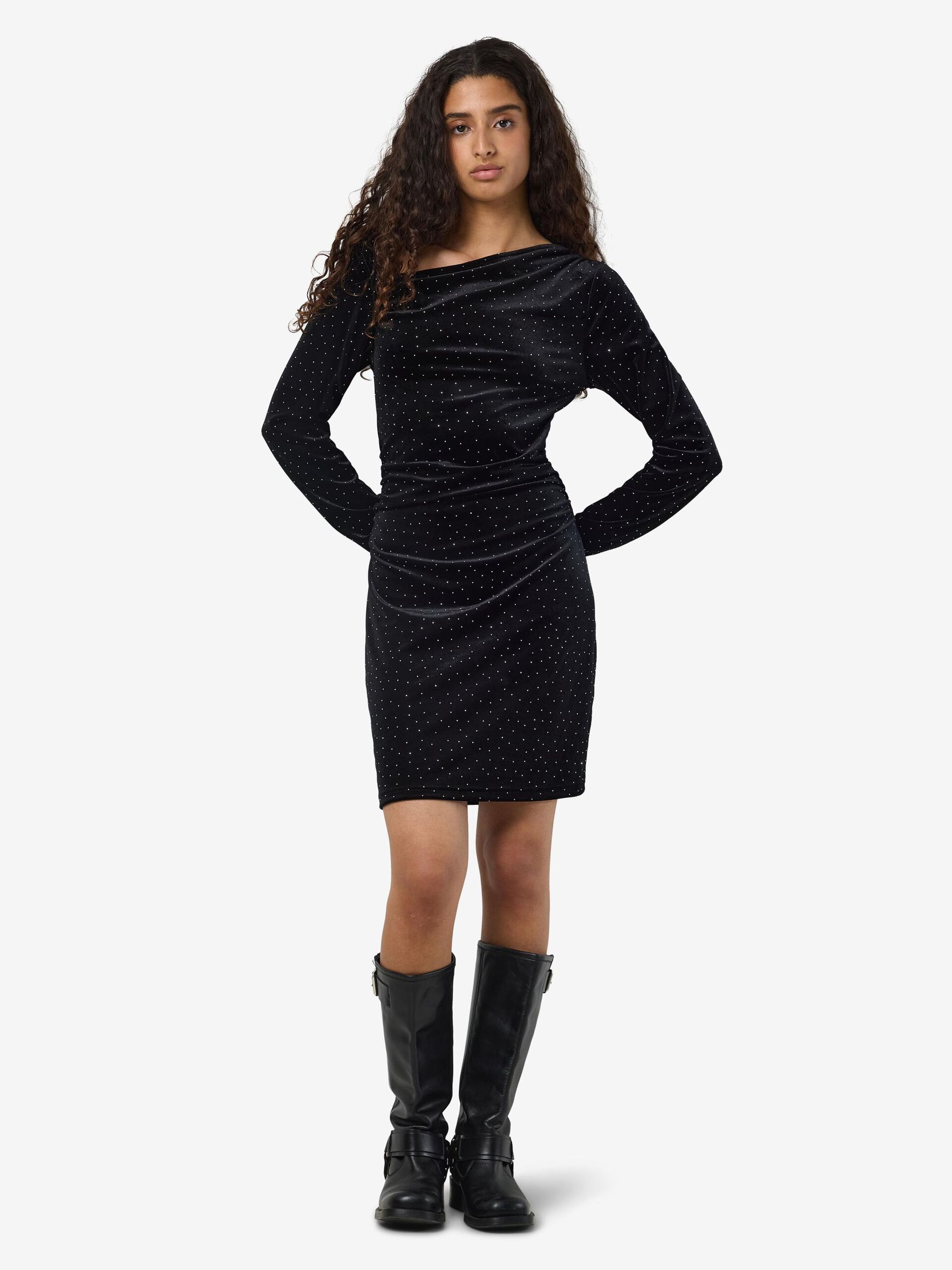 Carousel image - VELVET MINI DRESS, Black | 6
