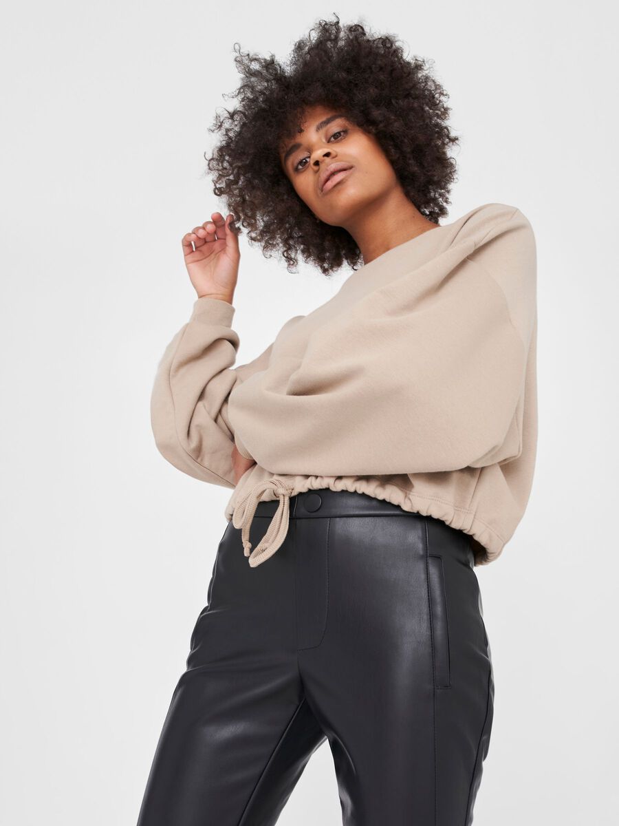 STRING DETAIL SWEATSHIRT, White Pepper, highres