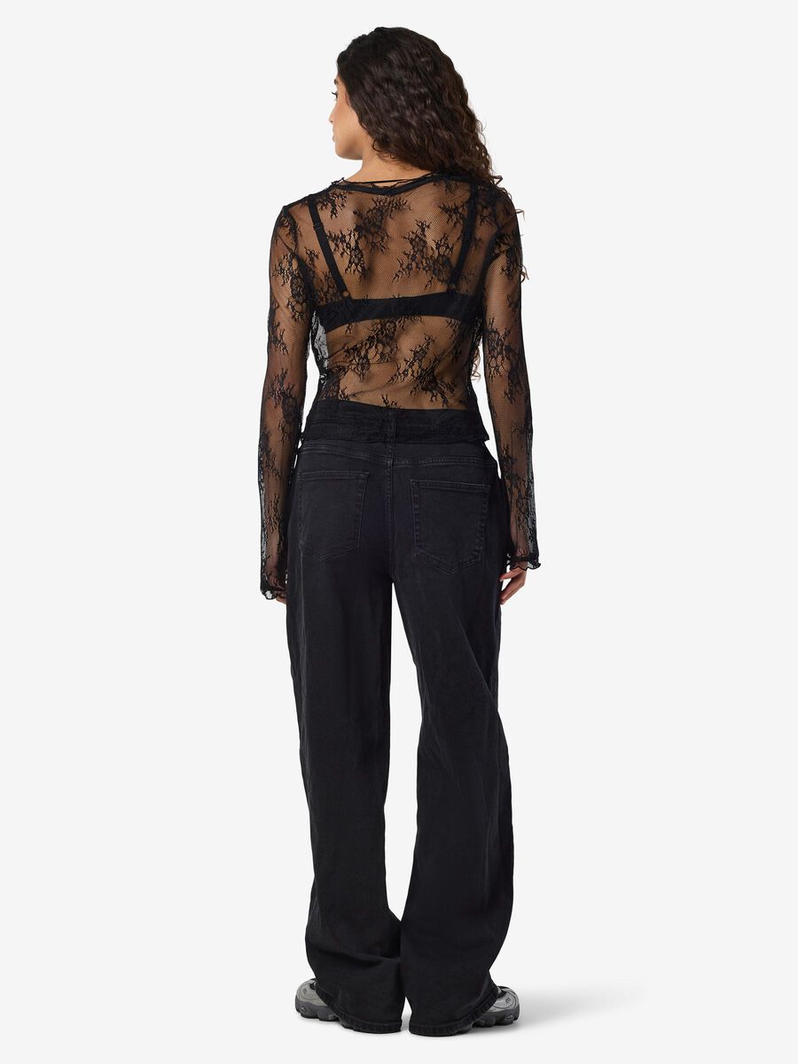 Carousel image - LACE CARDIGAN, Black | 2