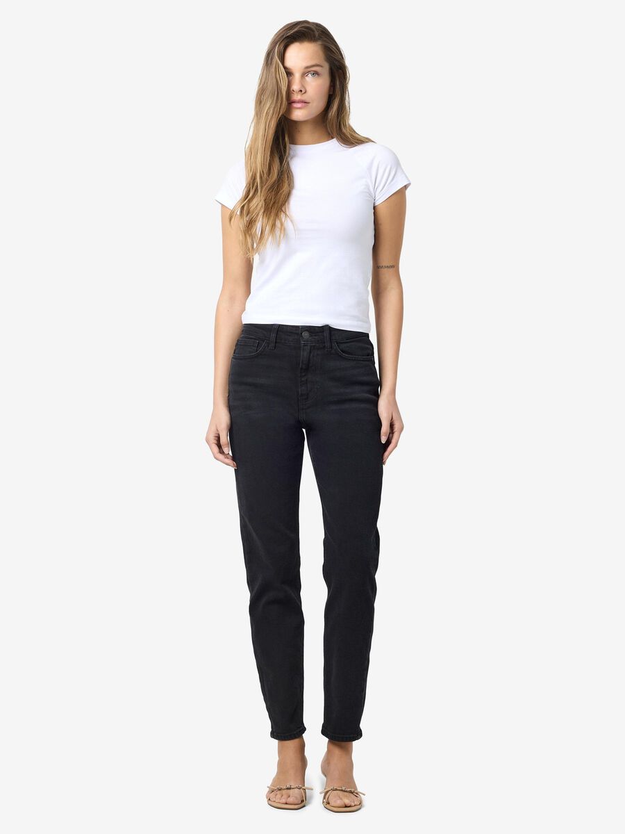 Noisy May NMMONI CROPPED HIGH WAIST STRAIGHT FIT JEANS, Black Denim, highres - 27021112_BlackDenim_004.jpg