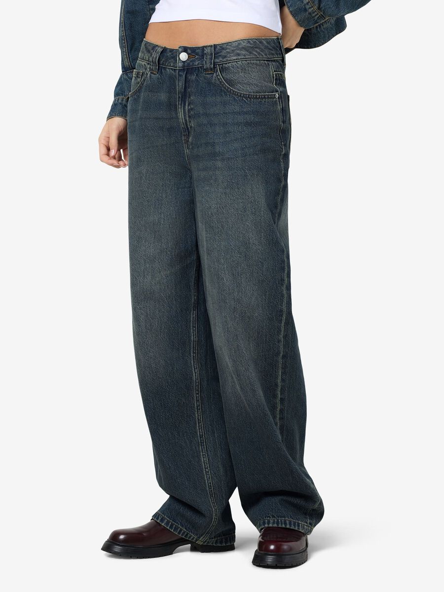 Product tile image - NMFANJA WIDE LEG JEANS, Dark Blue Denim | 27034552_DarkBlueDenim