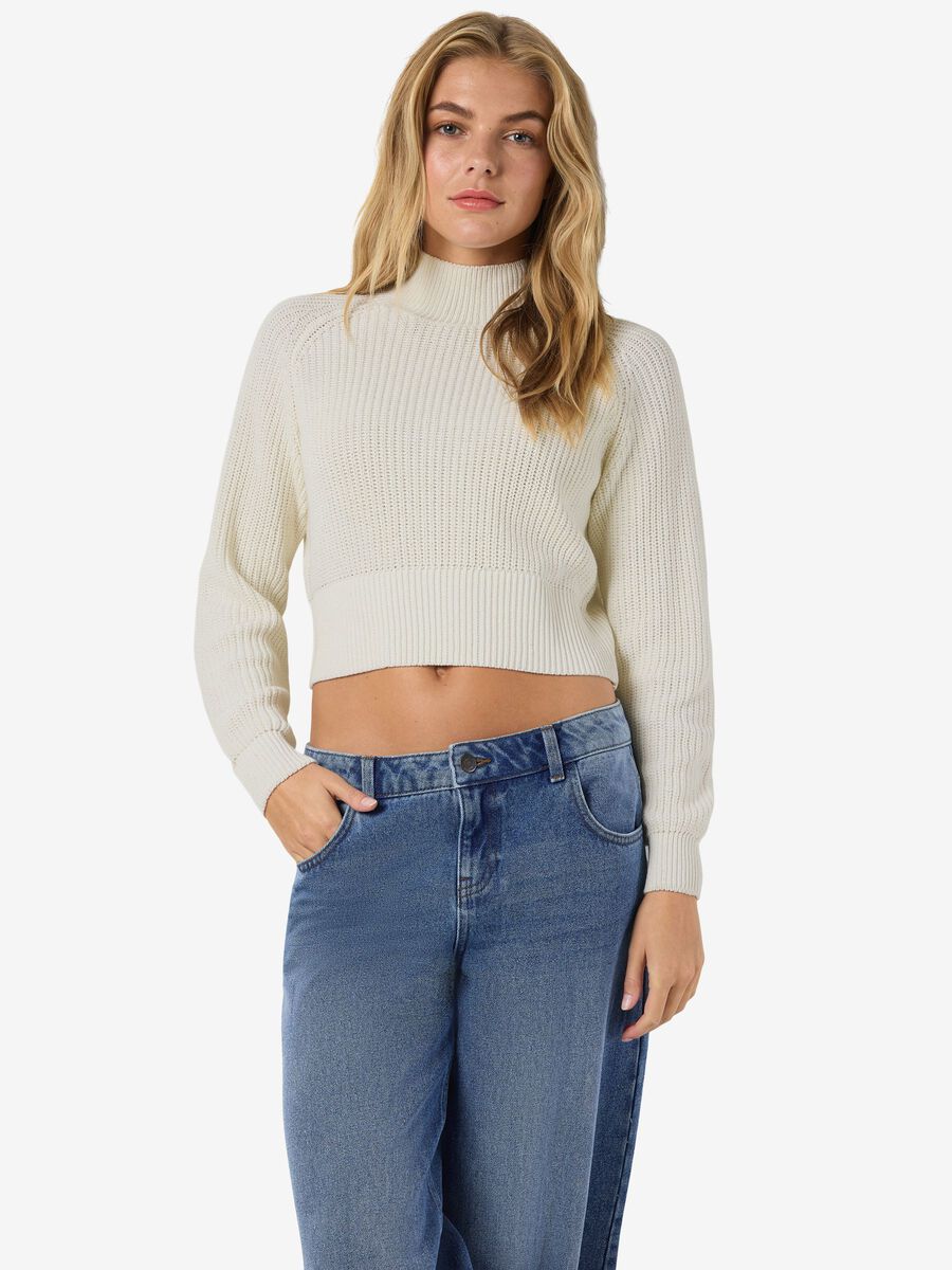 Product carousel image - HIGH NECK KNITTED JUMPER, Eggnog | 2