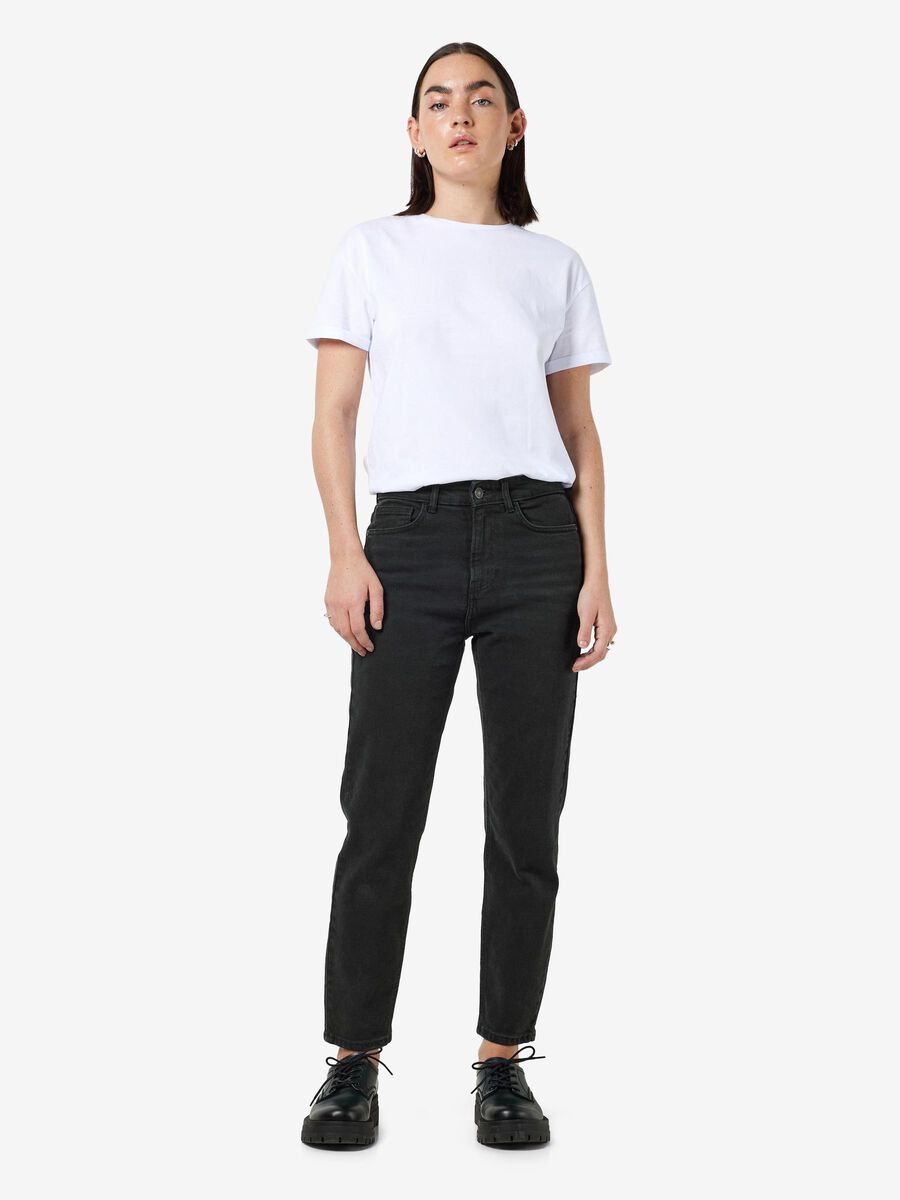 Noisy May NMMONI HIGH WAISTED CROPPED STRAIGHT FIT JEANS, Black Denim, highres - 27021112_BlackDenim_004.jpg
