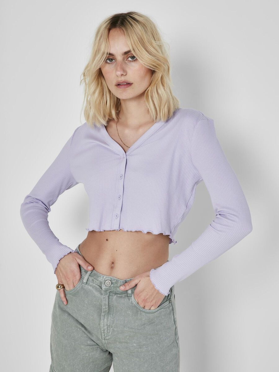 CROPPED CARDIGAN, Pastel Lilac, highres