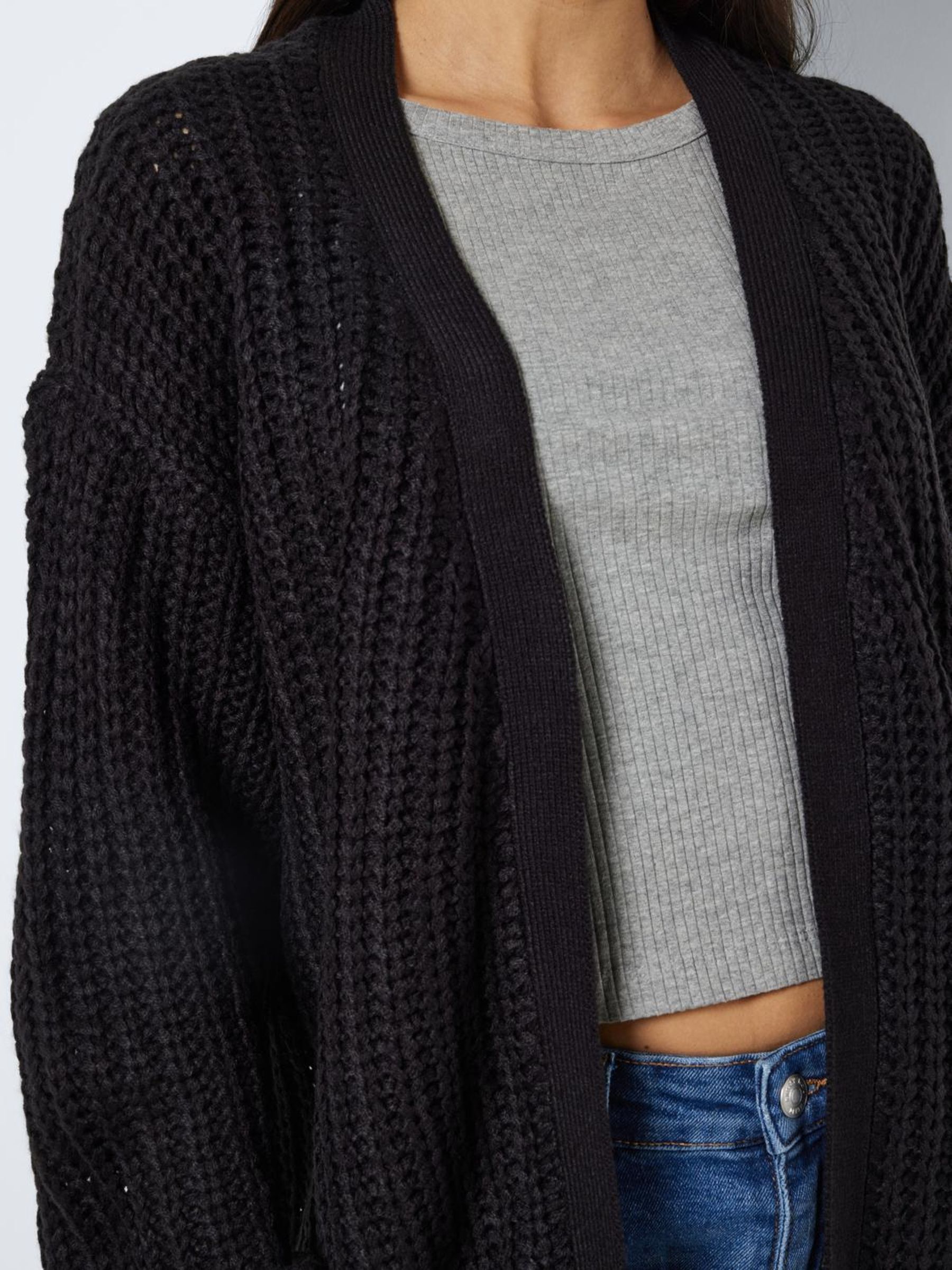 Long black chunky knit sales cardigan