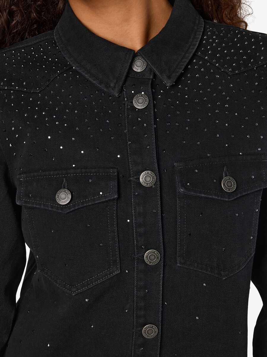 Carousel image - RHINESTONE DENIM DRESS, Black Denim | 5