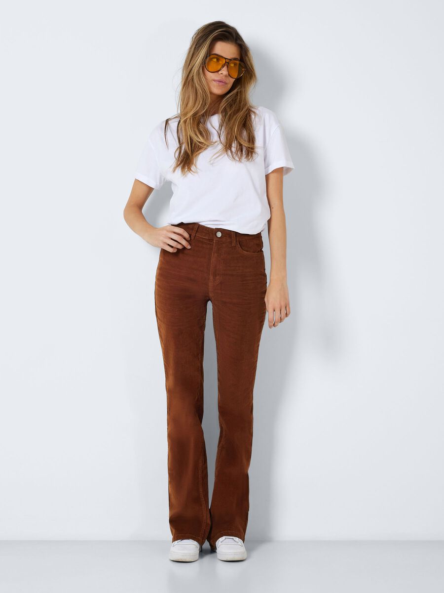Noisy May NMSALLIE HIGH WAISTED CORDUROY TROUSERS, Cappuccino, highres - 27023906_Cappuccino_004.jpg