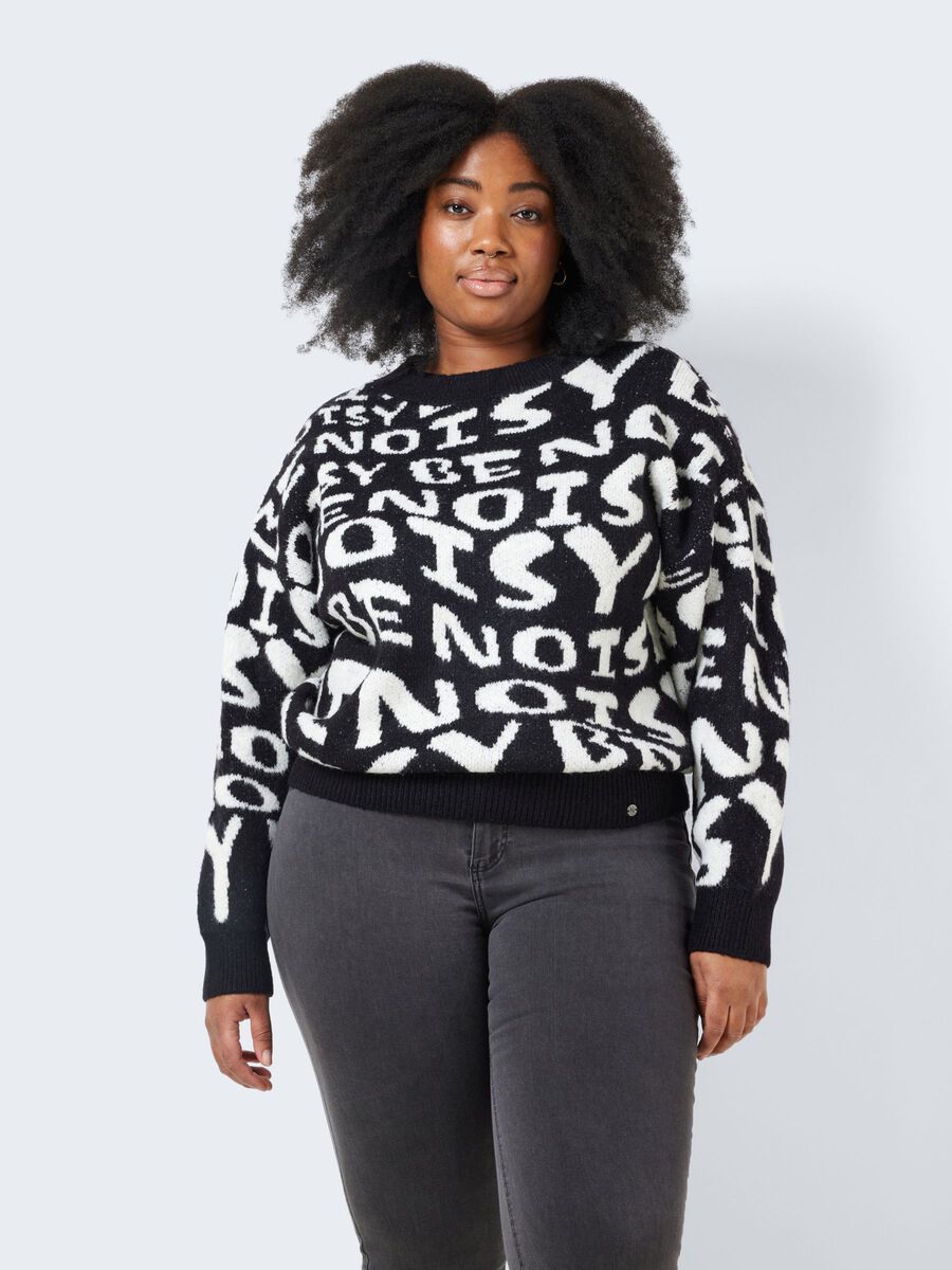 Noisy May CURVE LOGO KNITTED PULLOVER, Black, highres - 27025537_Black_1030229_003.jpg